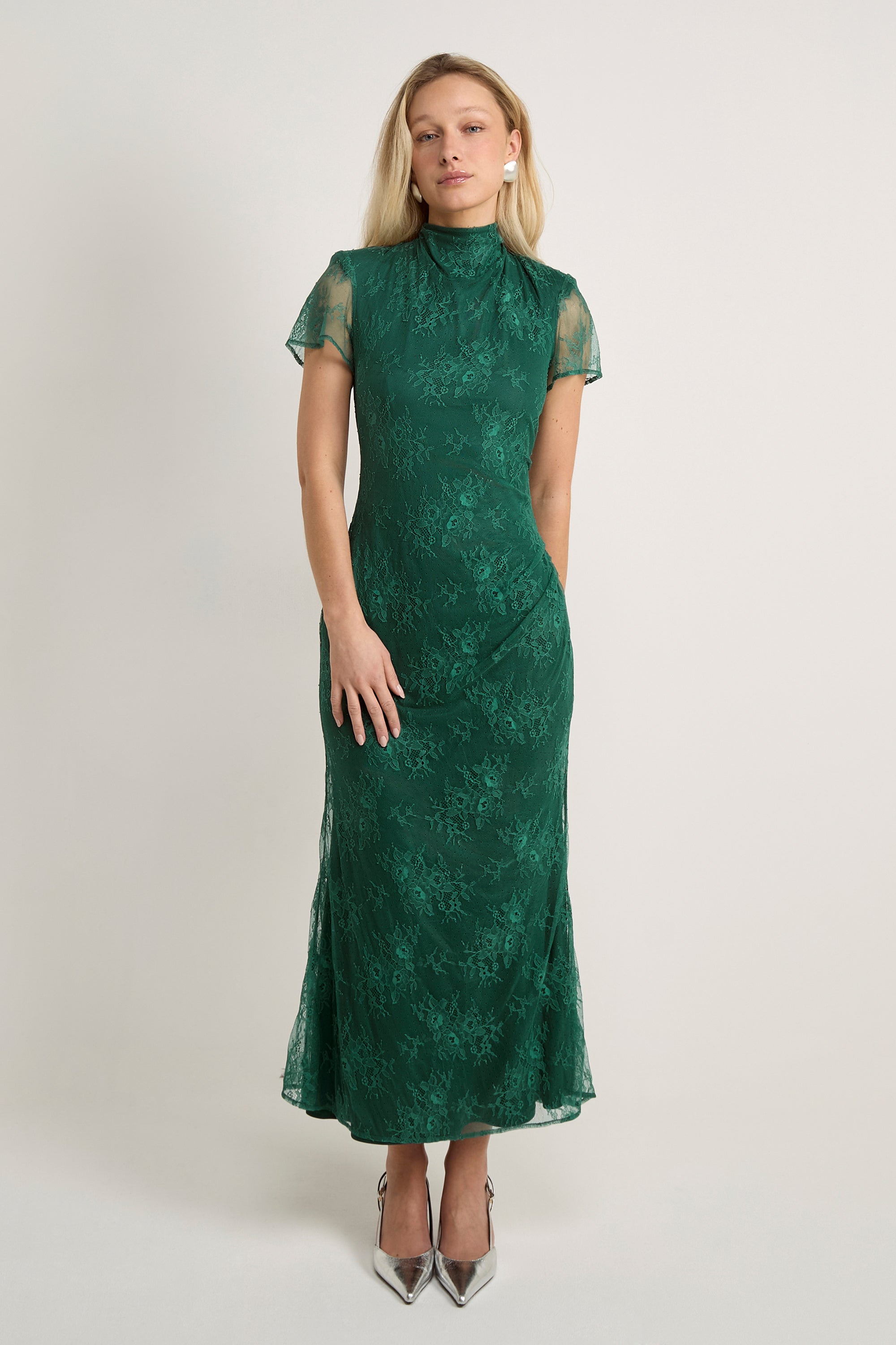 GWD Gracie Green Lace Maxi Dress