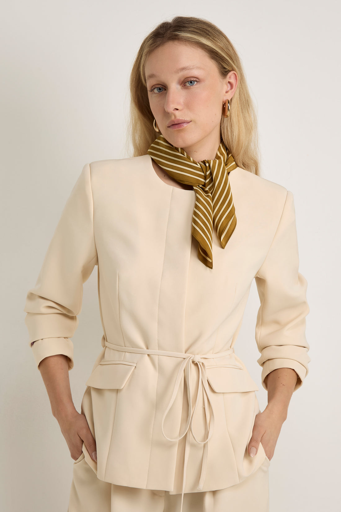 GWD Square Silk Scarves, Blue and Olive