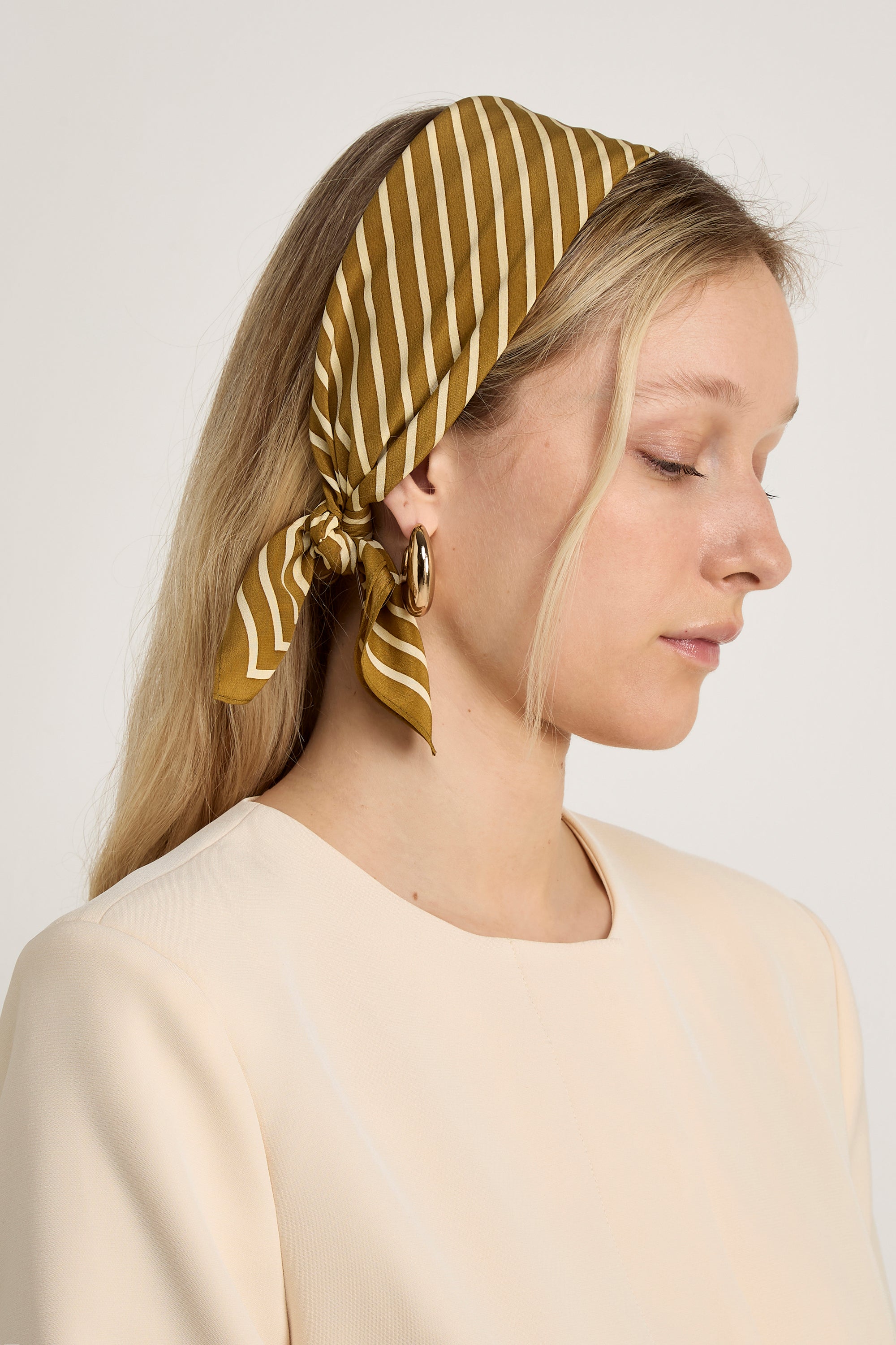 GWD Square Silk Scarves, Blue and Olive