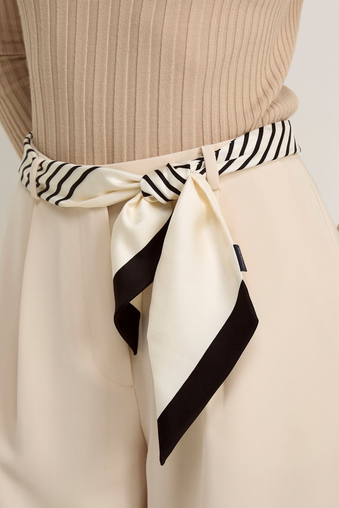 GWD Skinny Black & White Stripe Silk Scarf