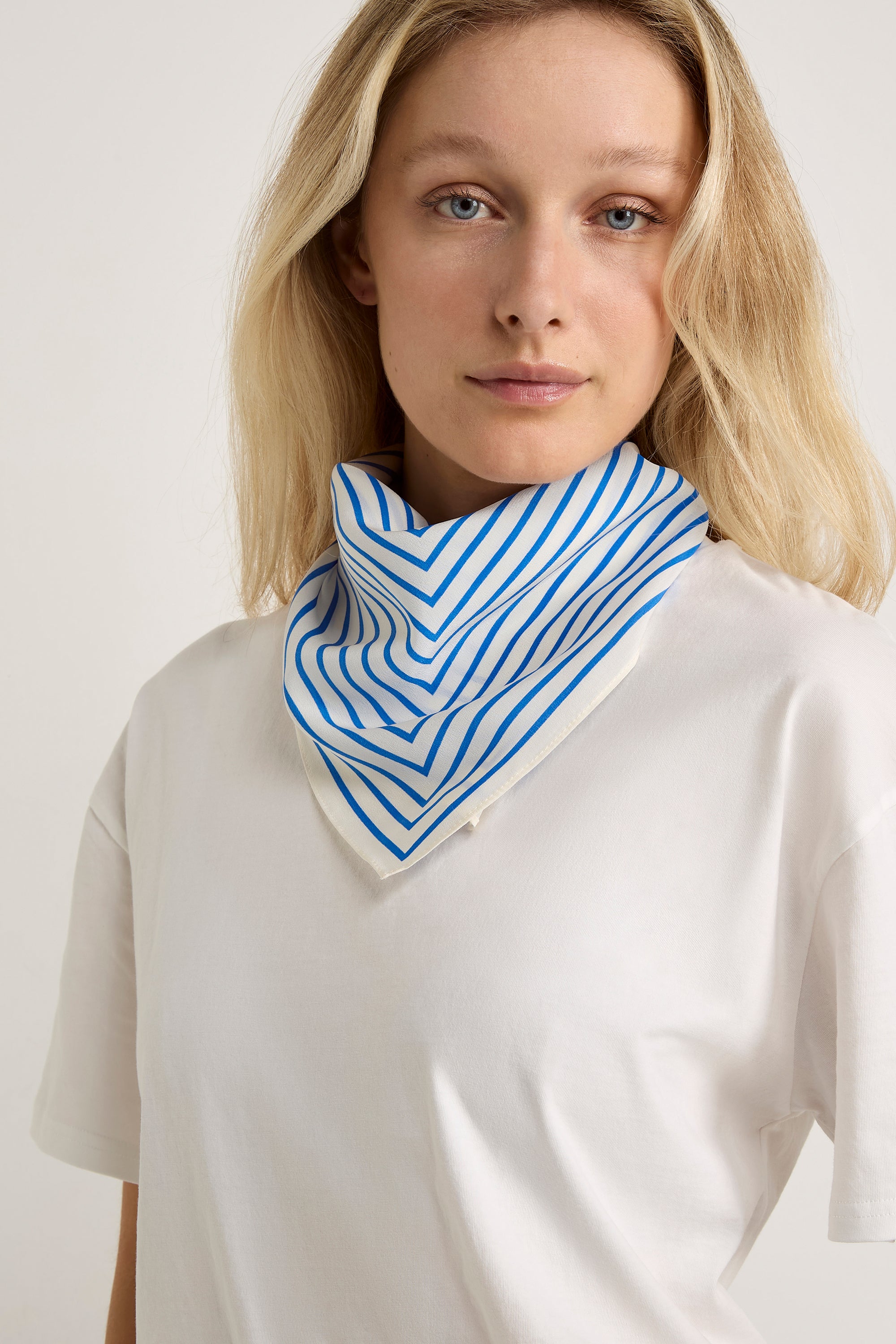 GWD Square Silk Scarves, Blue and Olive