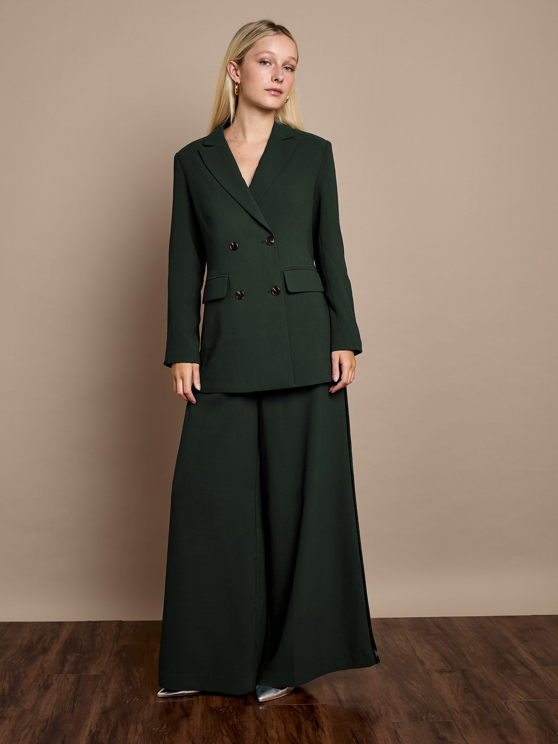 Winter Taylor Green Velvet Trim Jacket