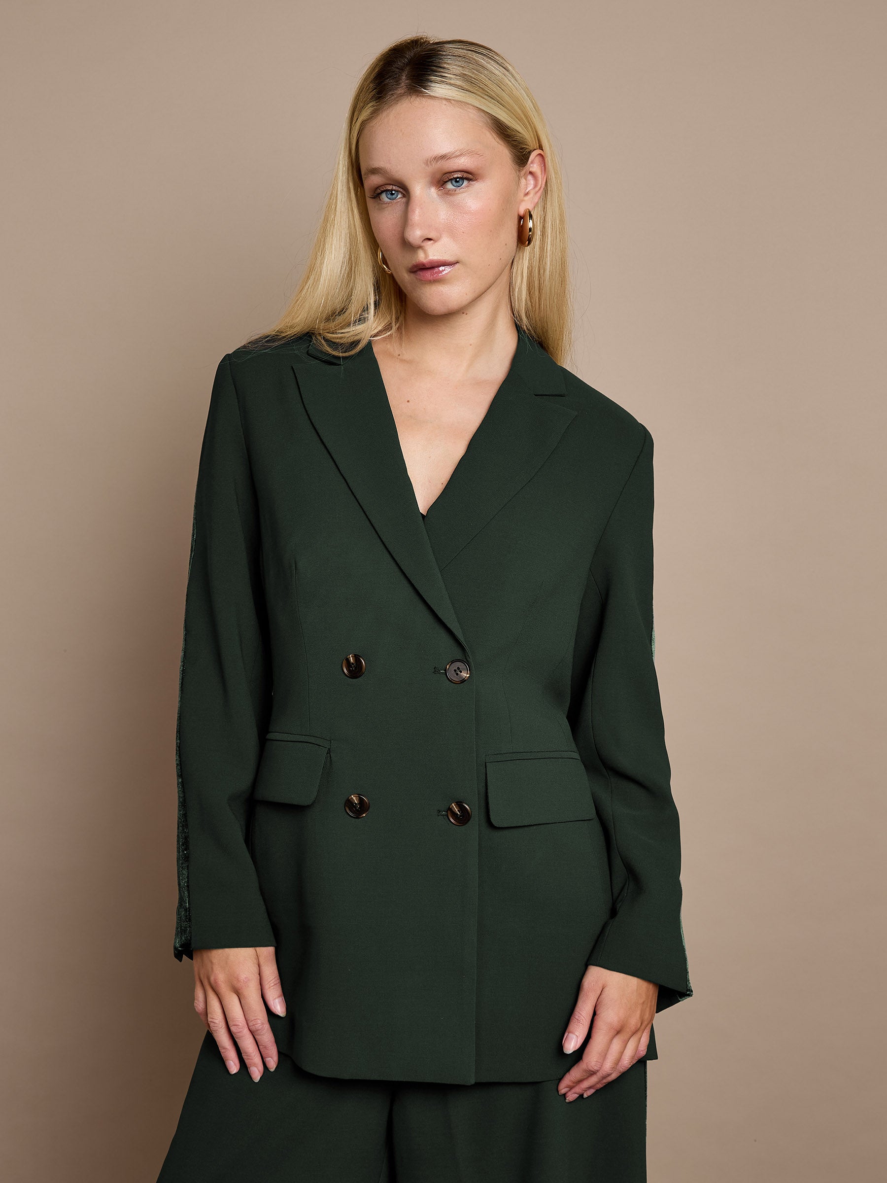 Winter Taylor Green Velvet Trim Jacket