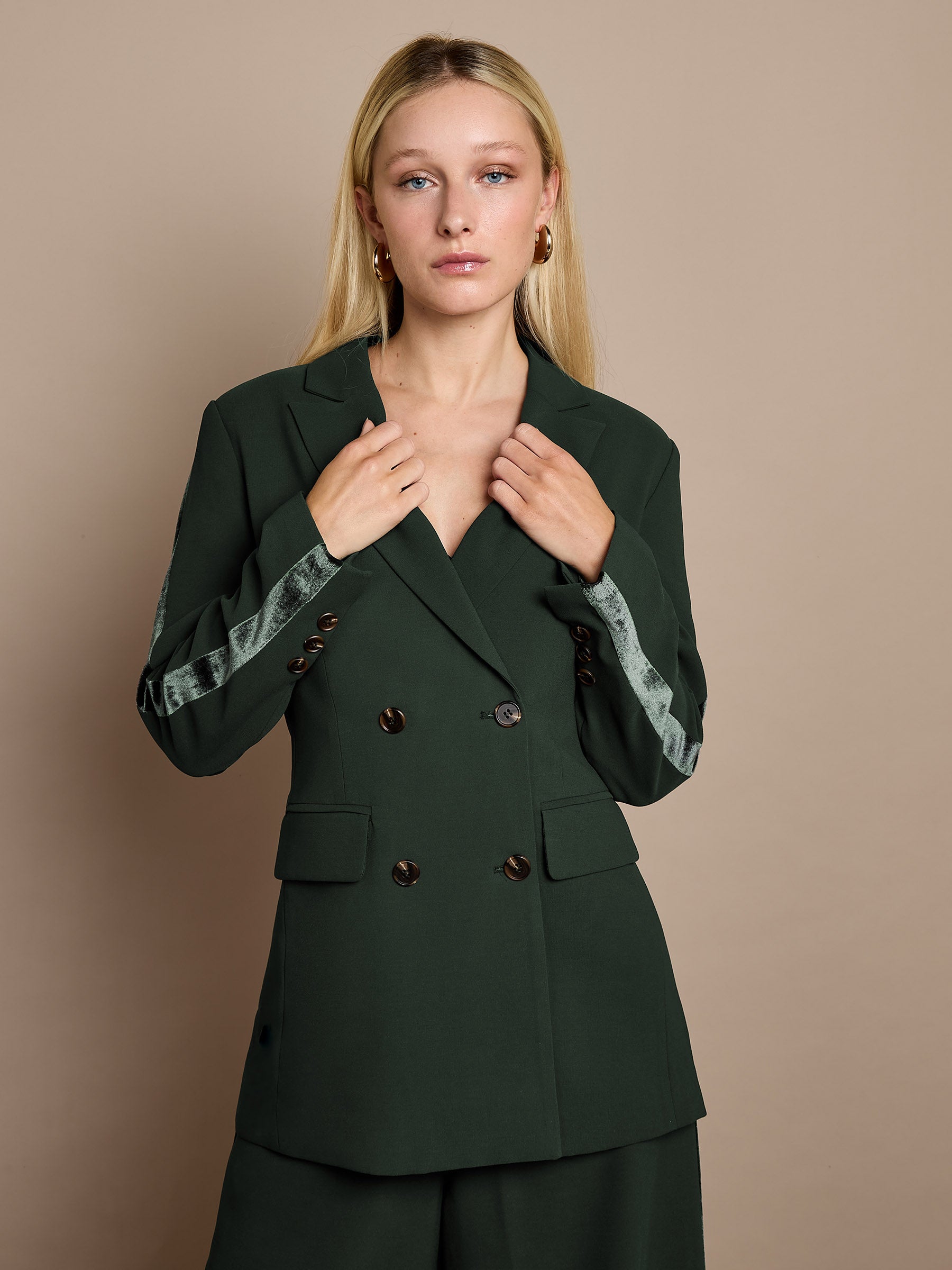 Winter Taylor Green Velvet Trim Jacket