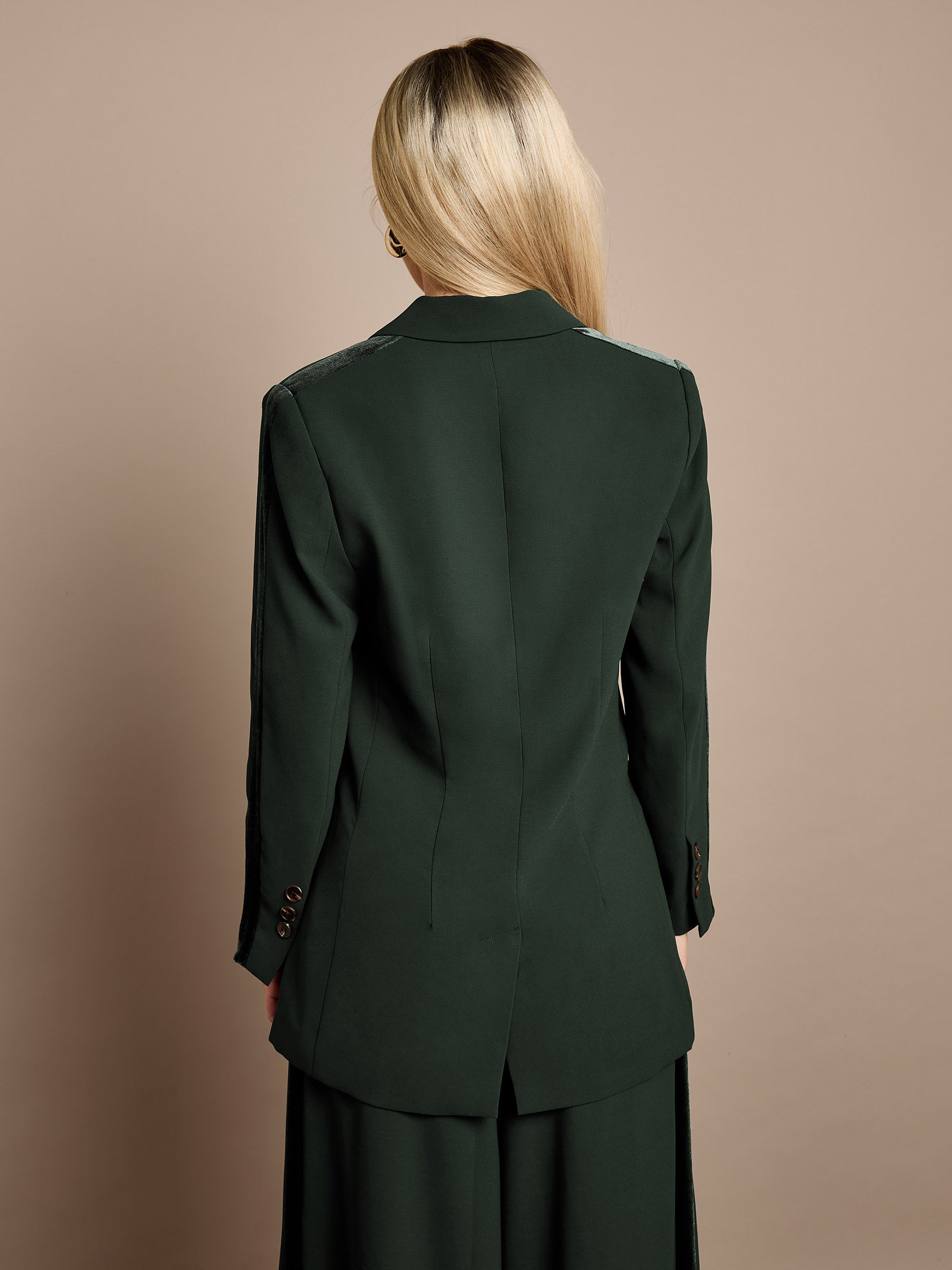 Winter Taylor Green Velvet Trim Jacket