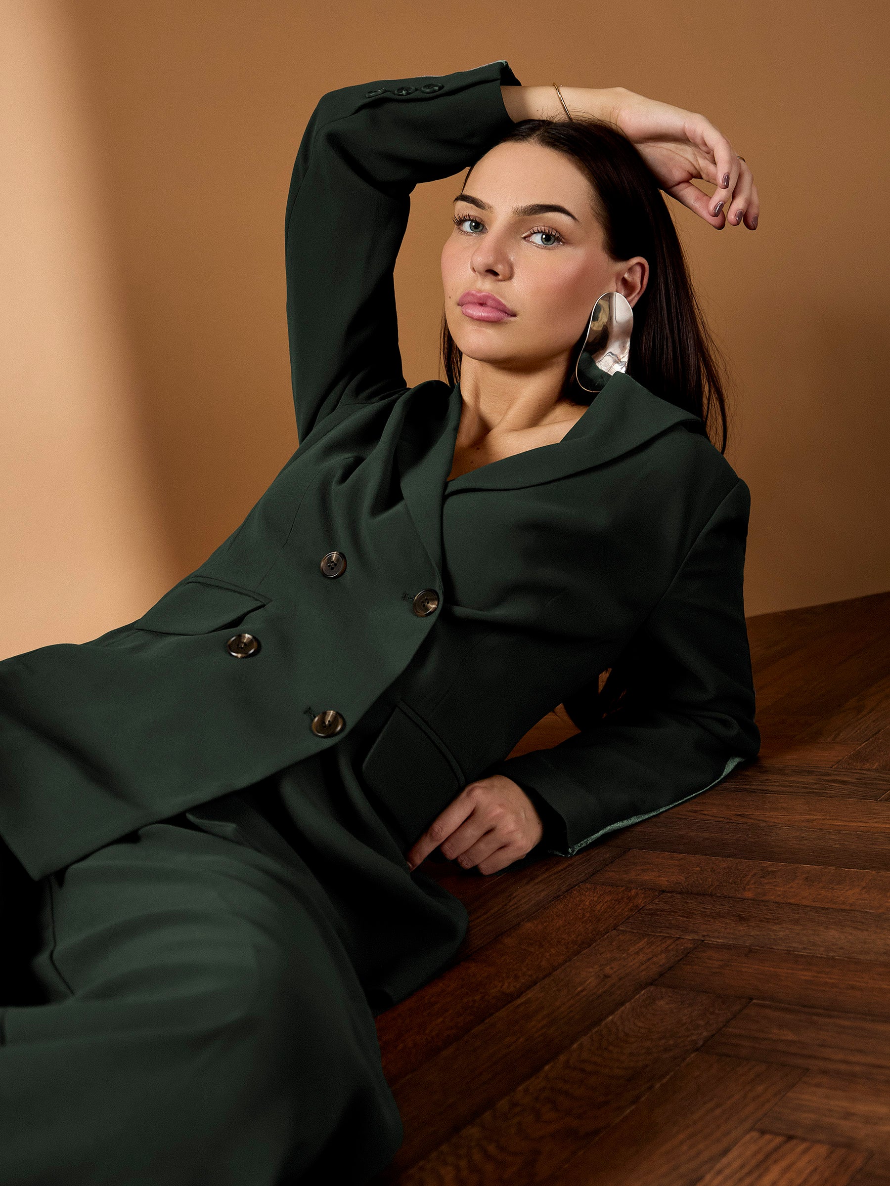 Winter Taylor Green Velvet Trim Jacket