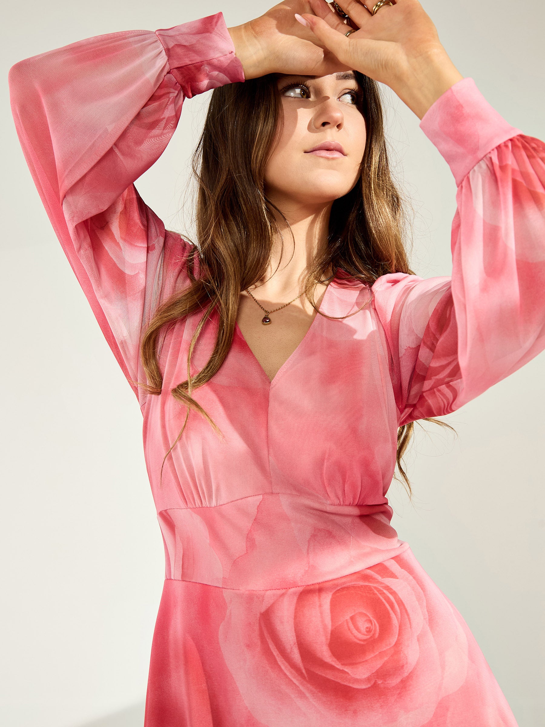 GWD Genevieve Floral Print Maxi Dress Petal Pink