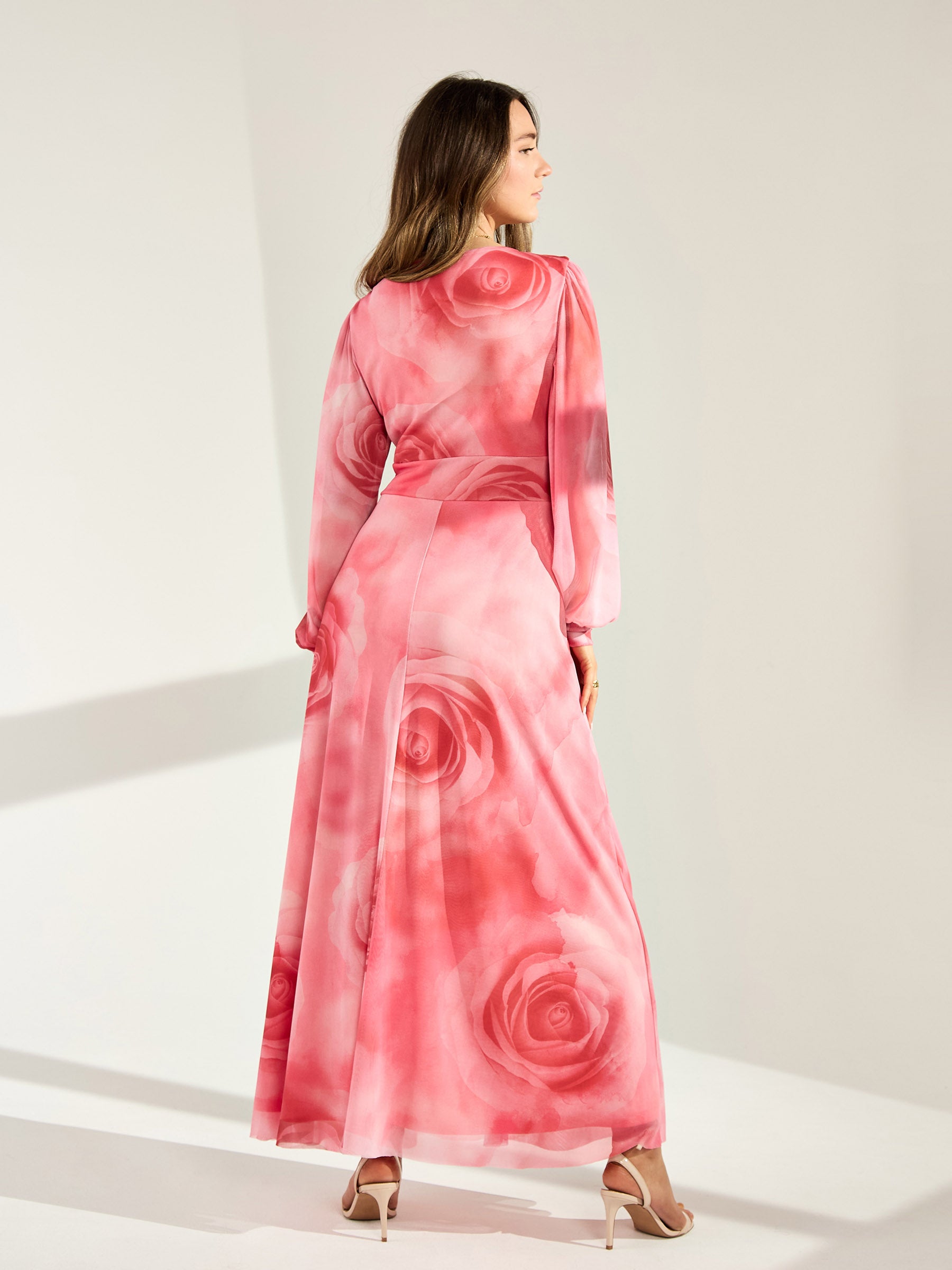 GWD Genevieve Floral Print Maxi Dress Petal Pink