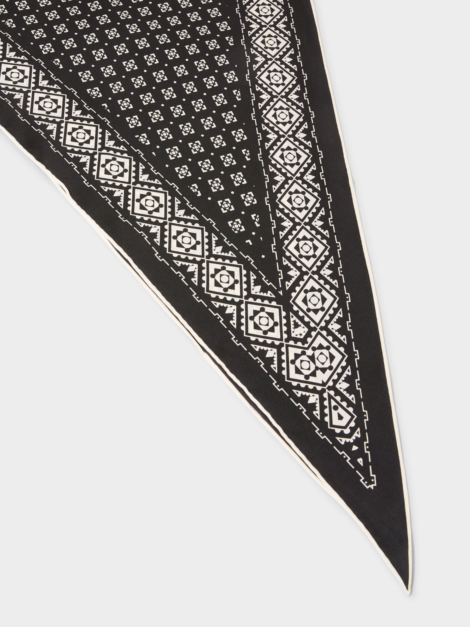 GWD Geometric Printed Diamond Black Silk Scarf