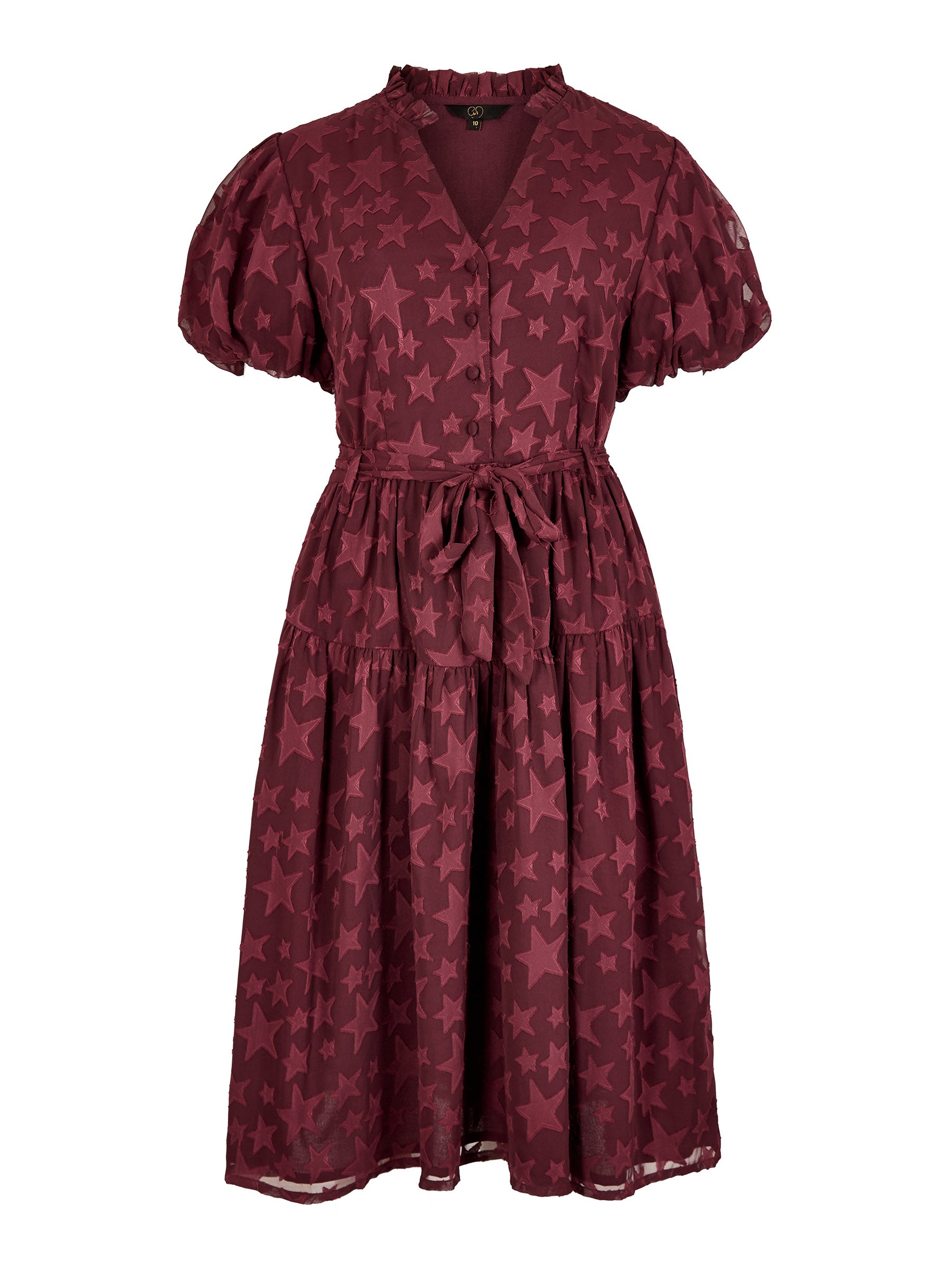 GWD Gerri Jacquard Burgundy Midi Dress