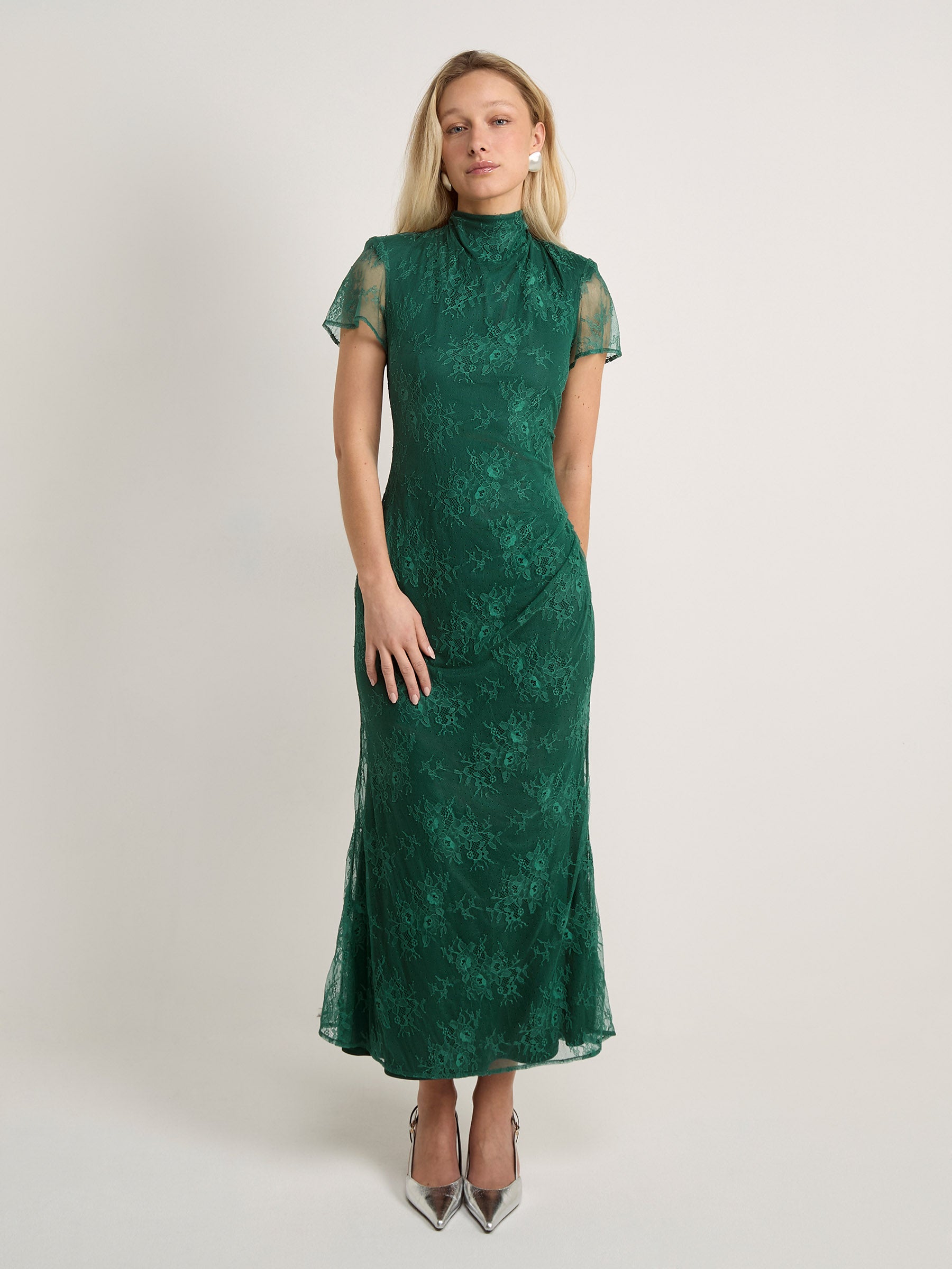 GWD Gracie Green Lace Maxi Dress