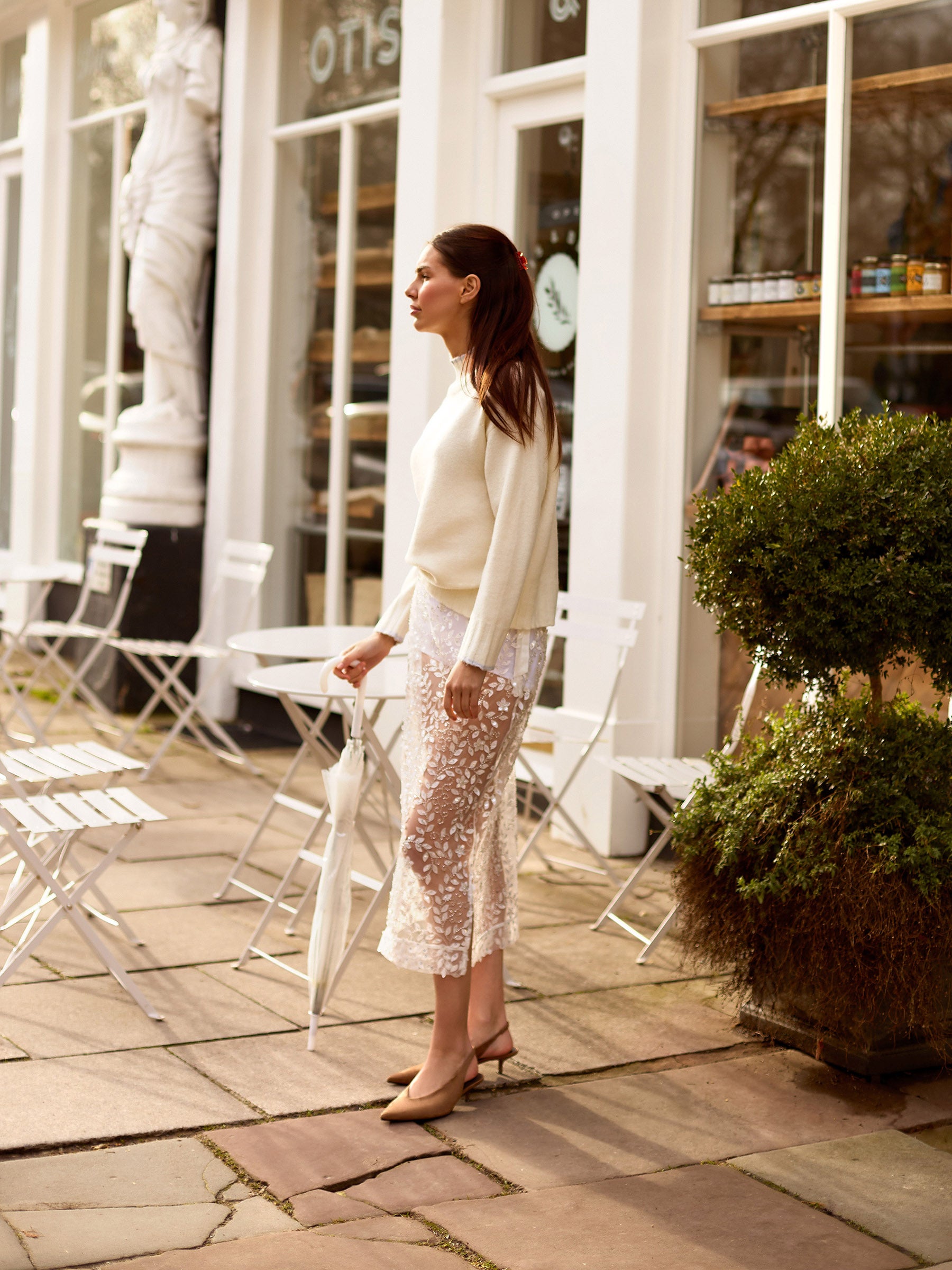 GWD Imara Floral Embroidery, Sheer Sparkle Skirt