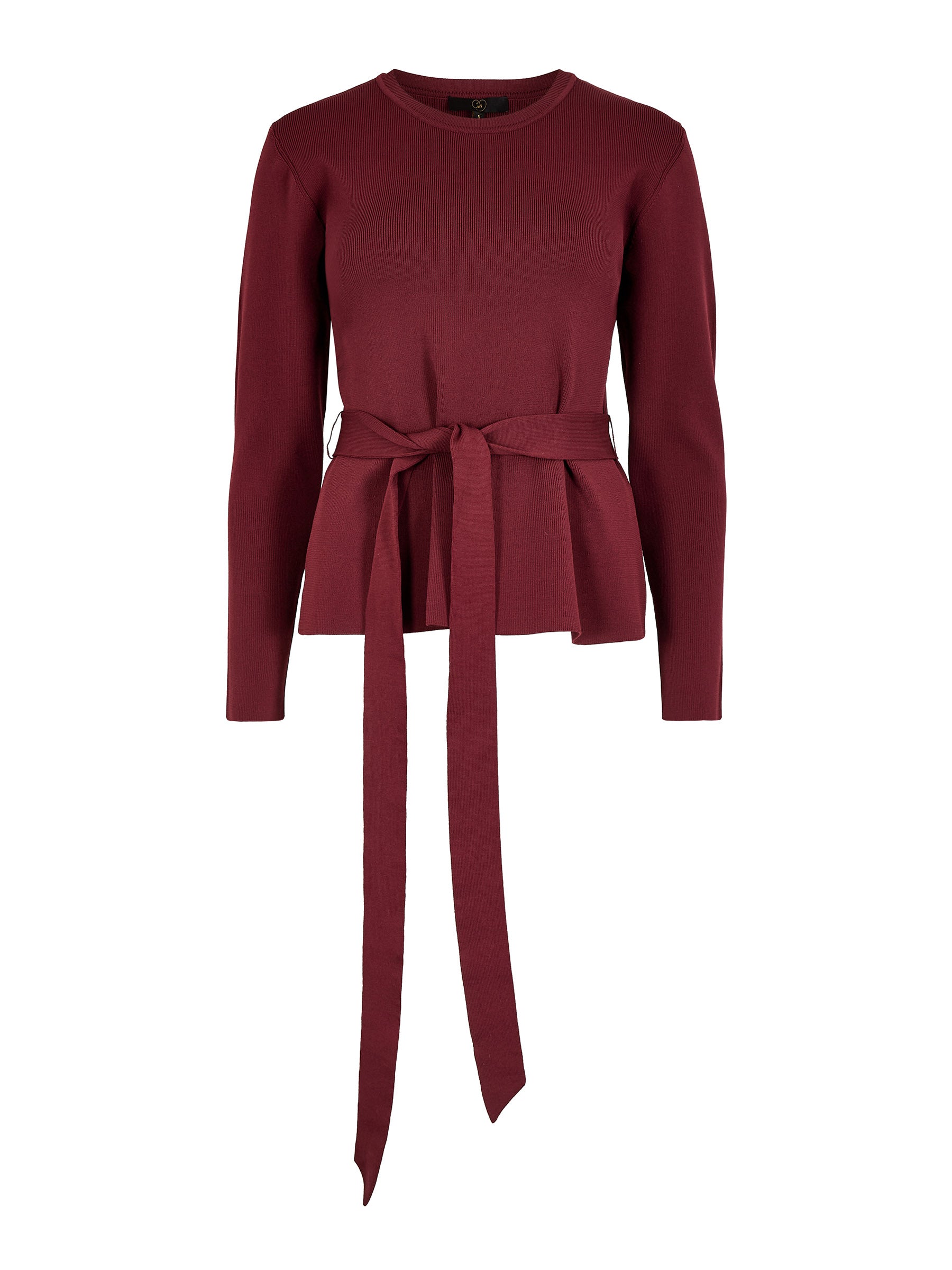 Iris Knitted Tie waist Top in Burgundy