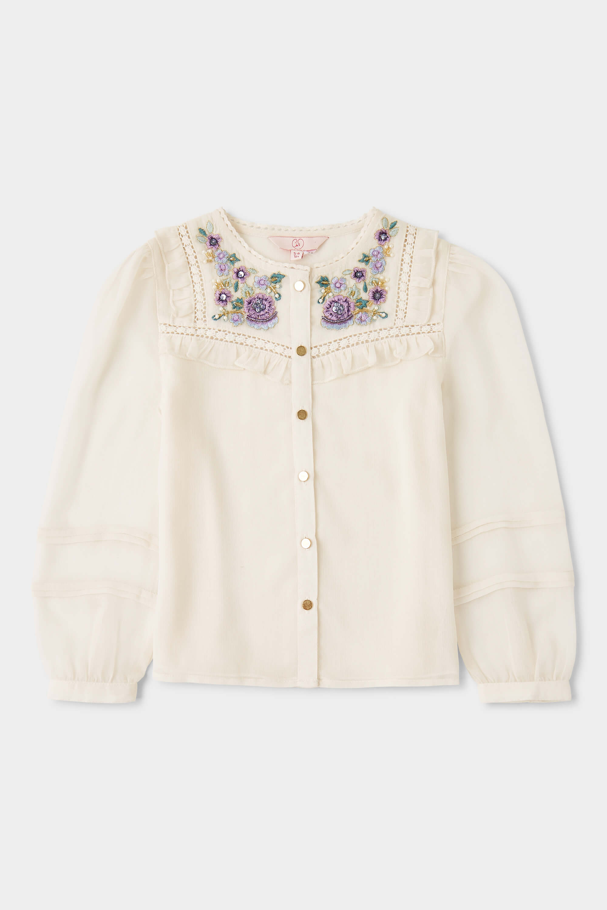 GWD Lacey Button Through Embroidered Blouse