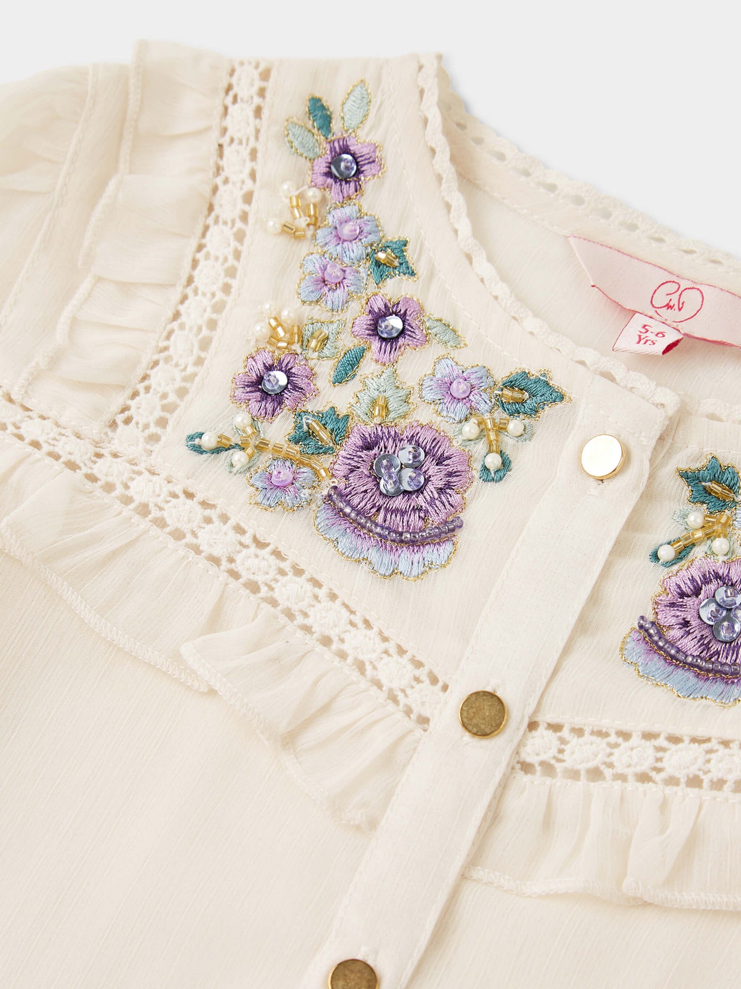 GWD Lacey Button Through Embroidered Blouse