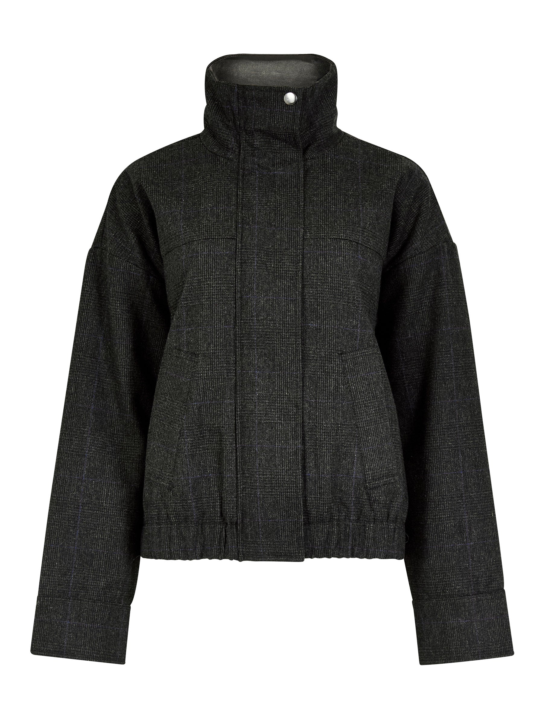 Lewlyn Grey Checked Bomber Jacket