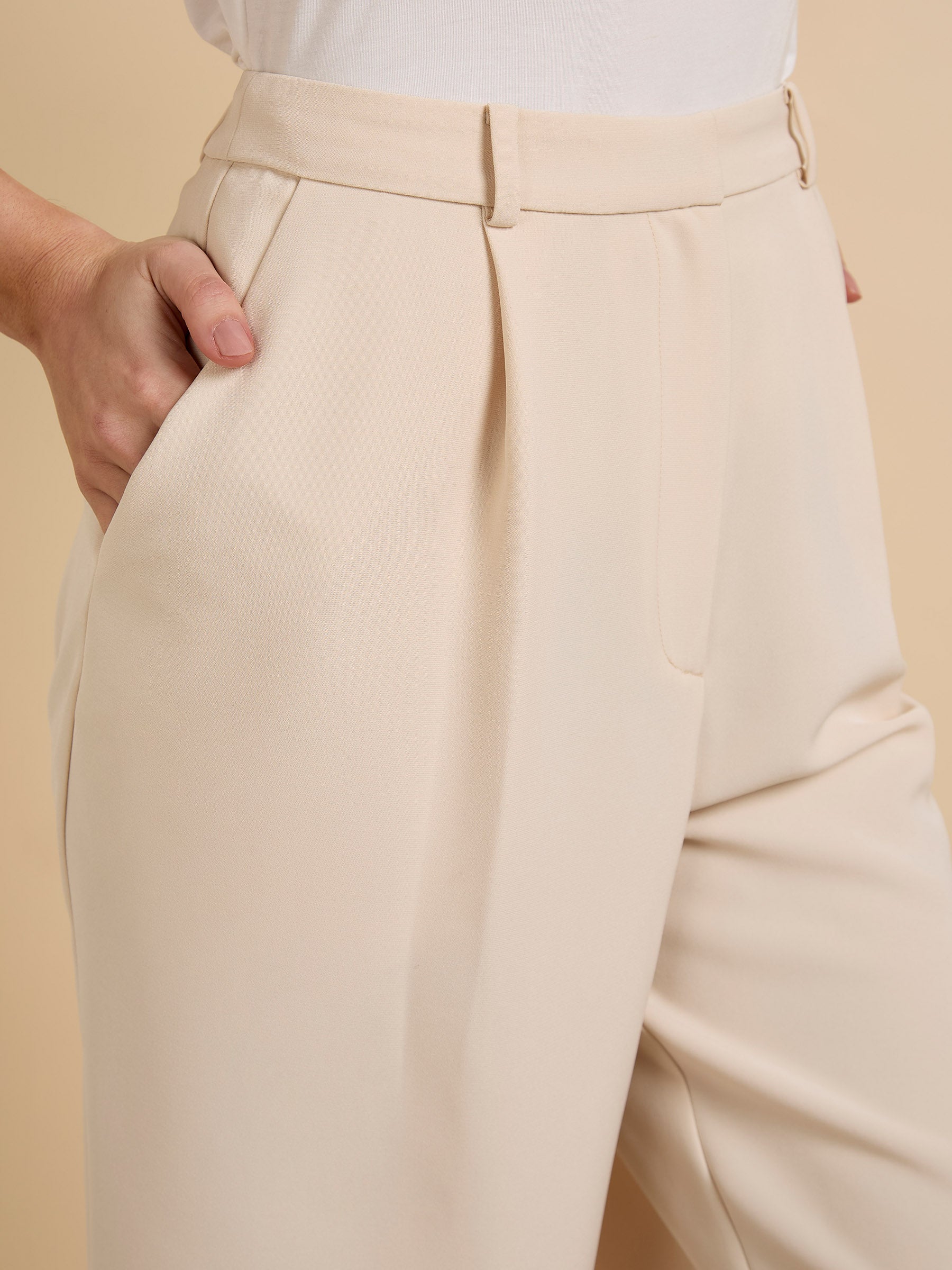 GWD Malika Cream Wide Leg Trouser