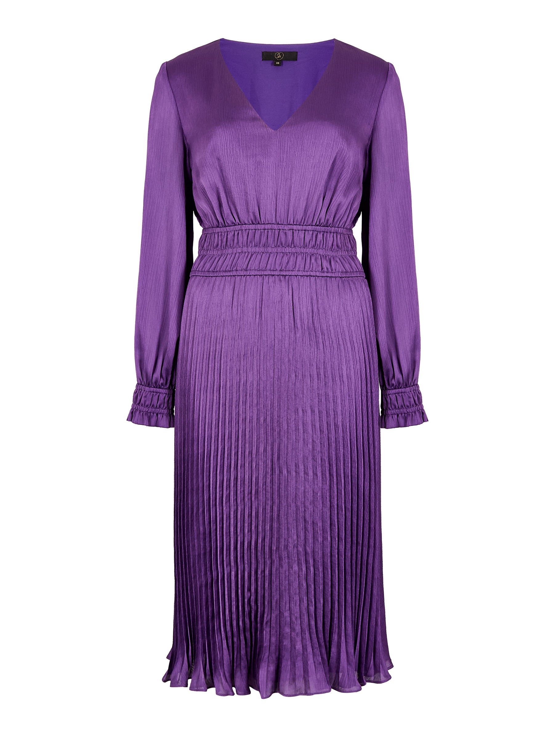 GWD Petal Glossy Satin Knee Length Purple Dress