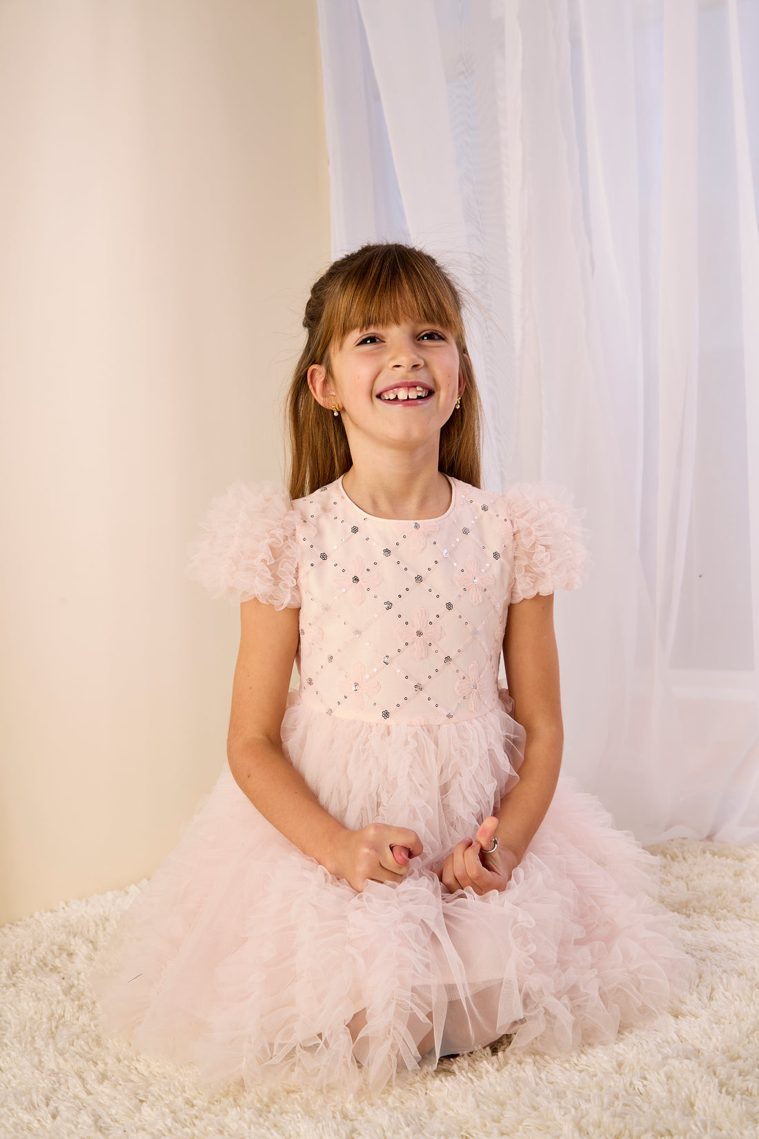 GWD Rosy Ruffles Dress – Pink Sequin & Tulle Princess Party Dress