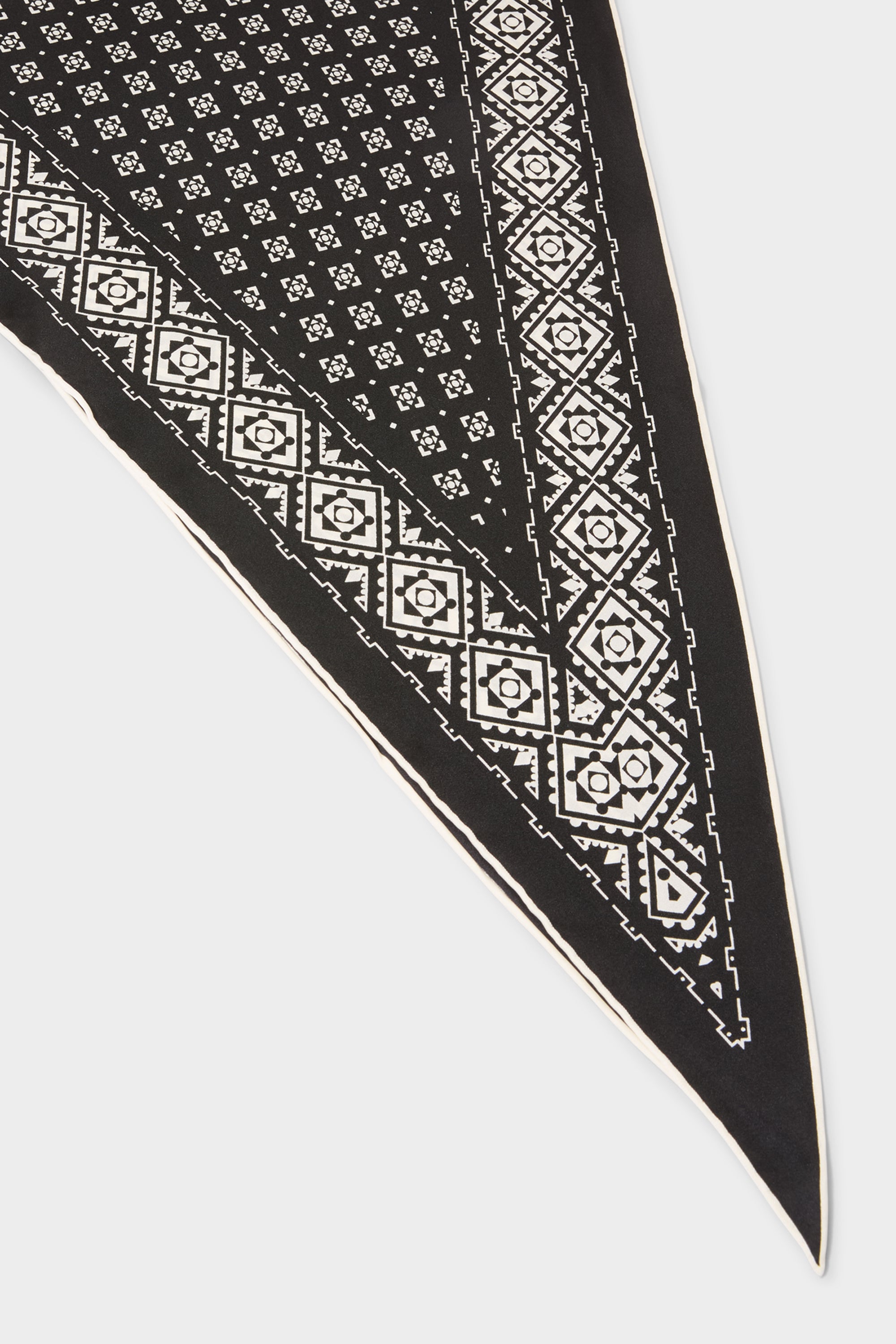 GWD Geometric Printed Diamond Black Silk Scarf