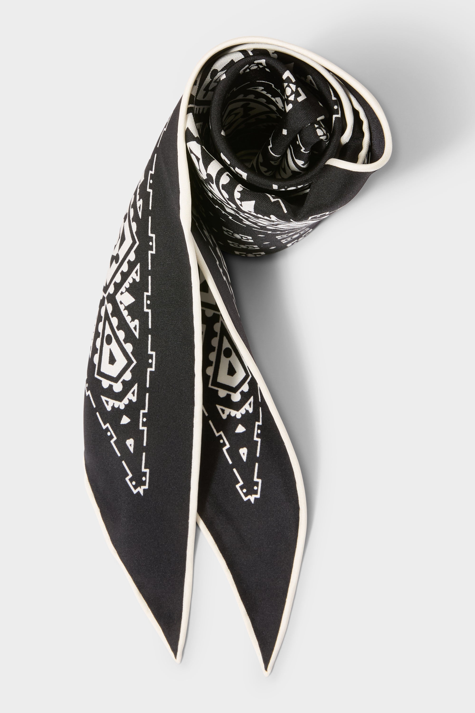 GWD Geometric Printed Diamond Black Silk Scarf