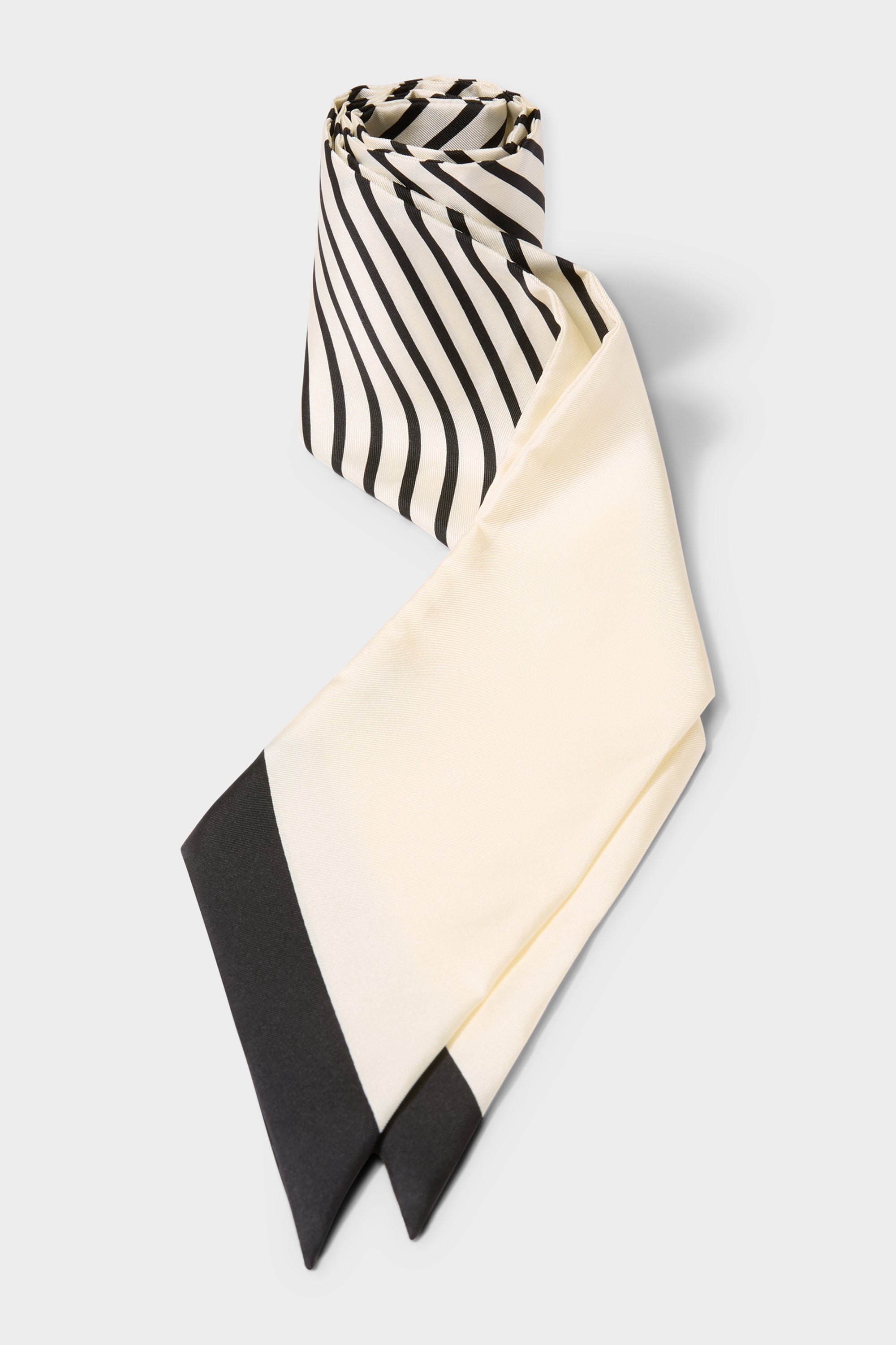 GWD Skinny Black & White Stripe Silk Scarf