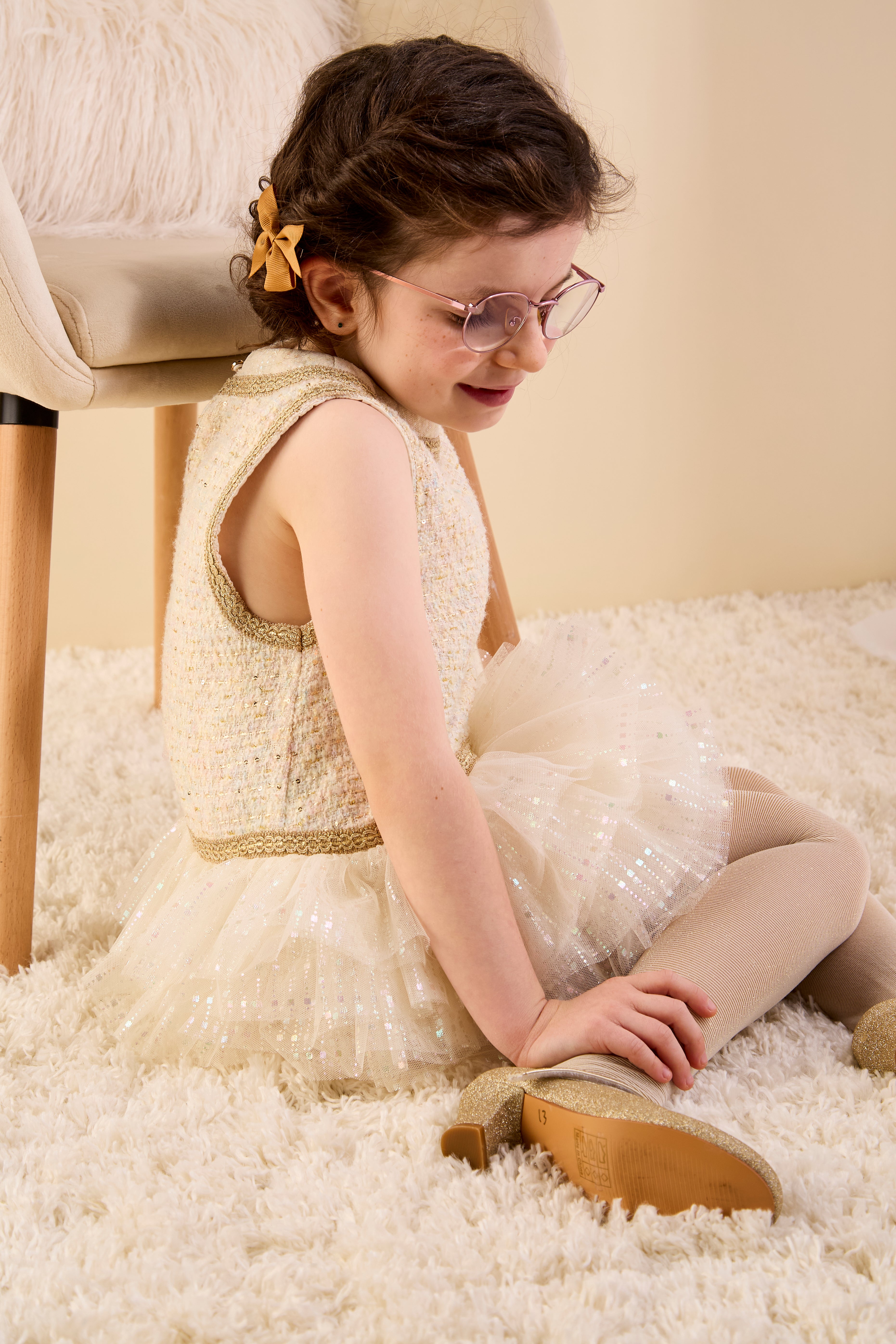 GWD Brocade Sleeveless Frilled Whisper Dress