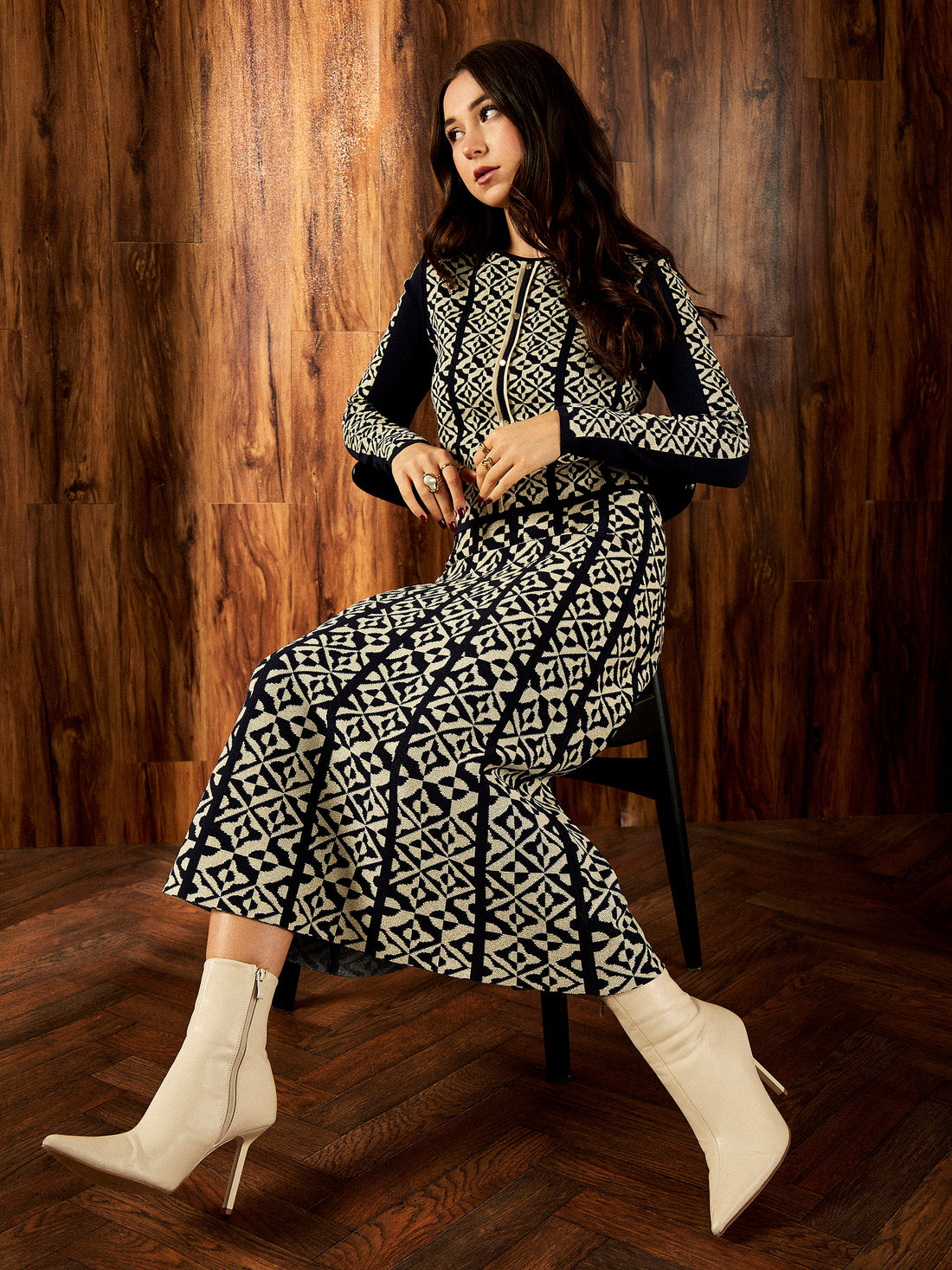 GWD Cate Knitted Geometric Maxi Skirt