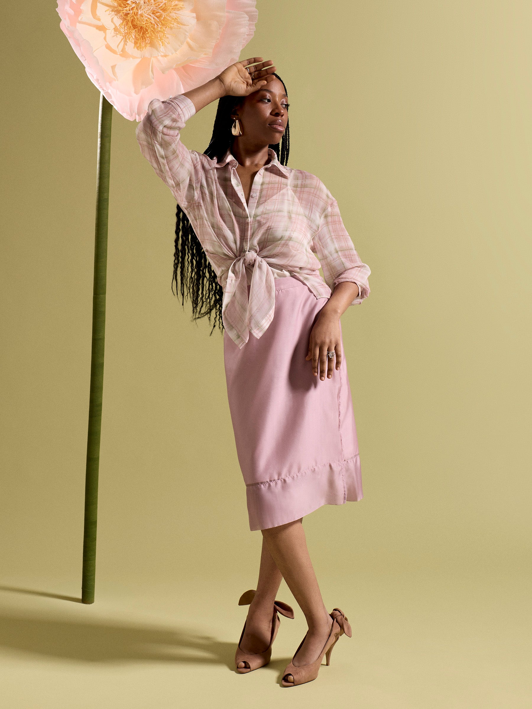 GWD Roberta Pink Sheer Checked Blouse