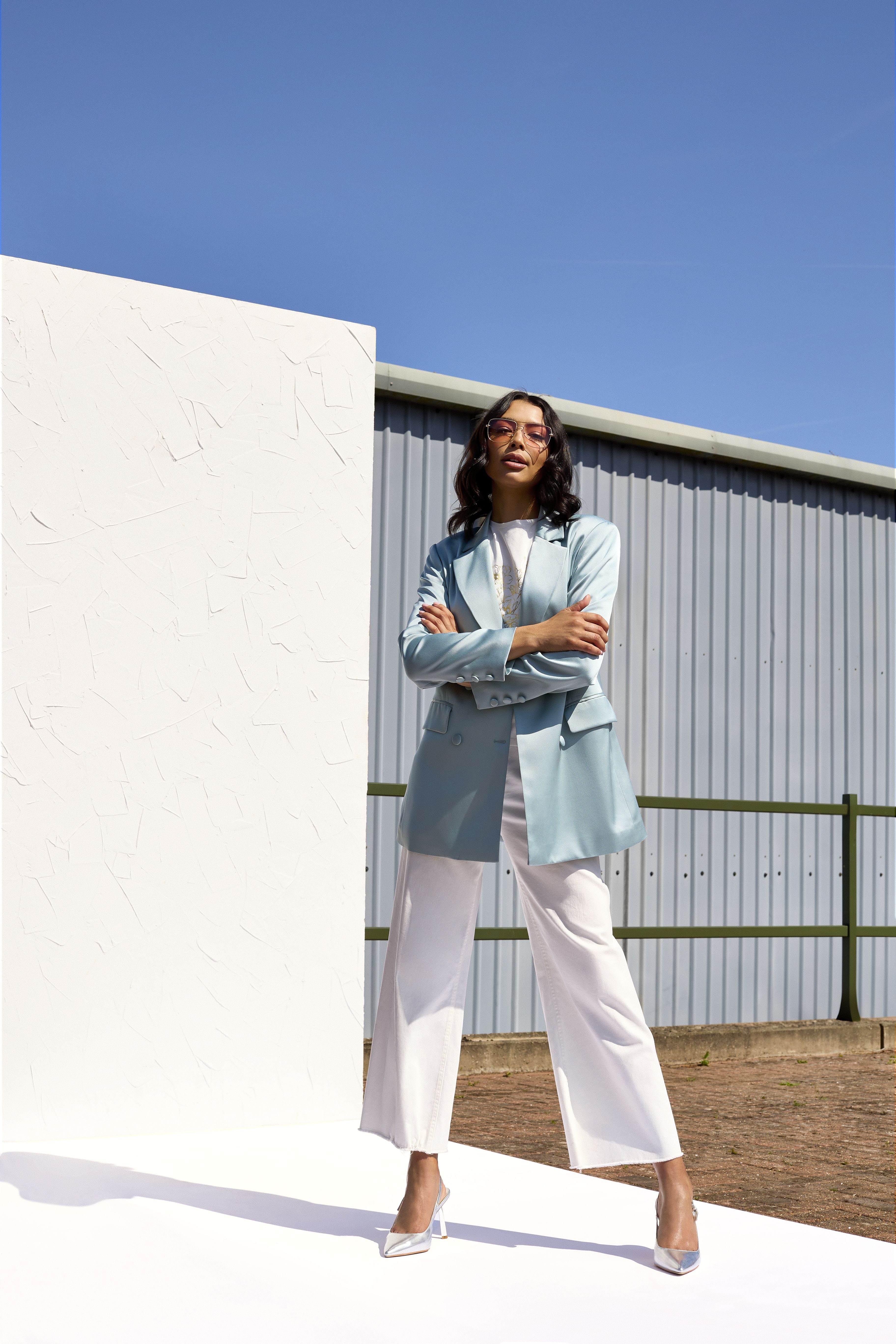 GWD Dottie White Wide Leg Denim Jean