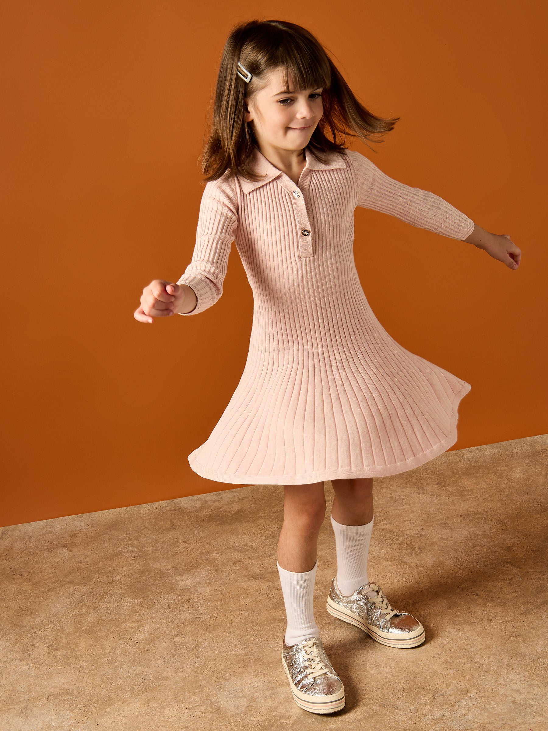 GWD Tayla Pink Collared Knitted Dress