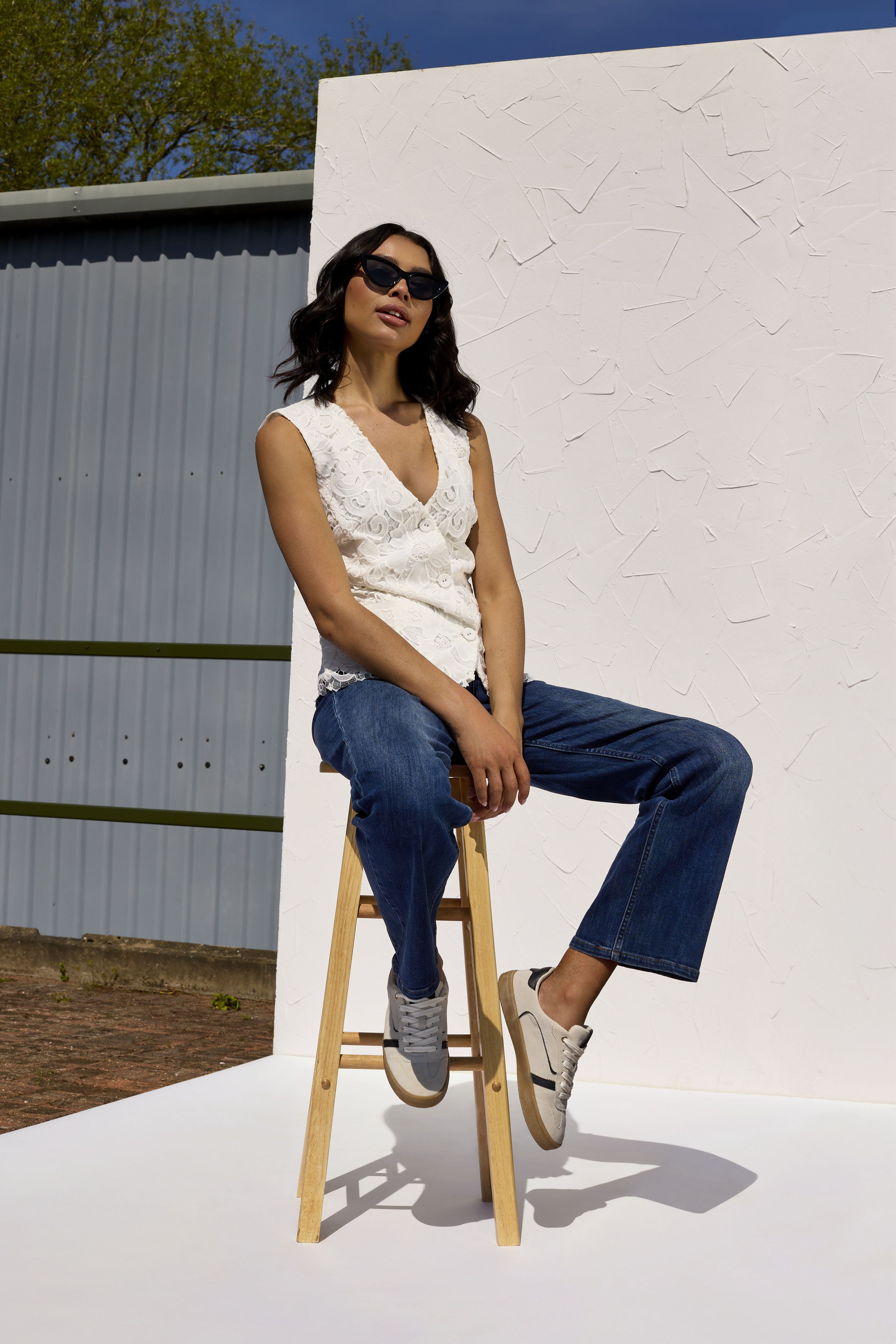 GWD Dixie Indigo Mid Wash Straight Leg Denim Jean