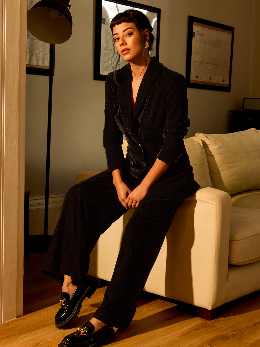 Alice Black Velvet Trouser | GWD Clothing