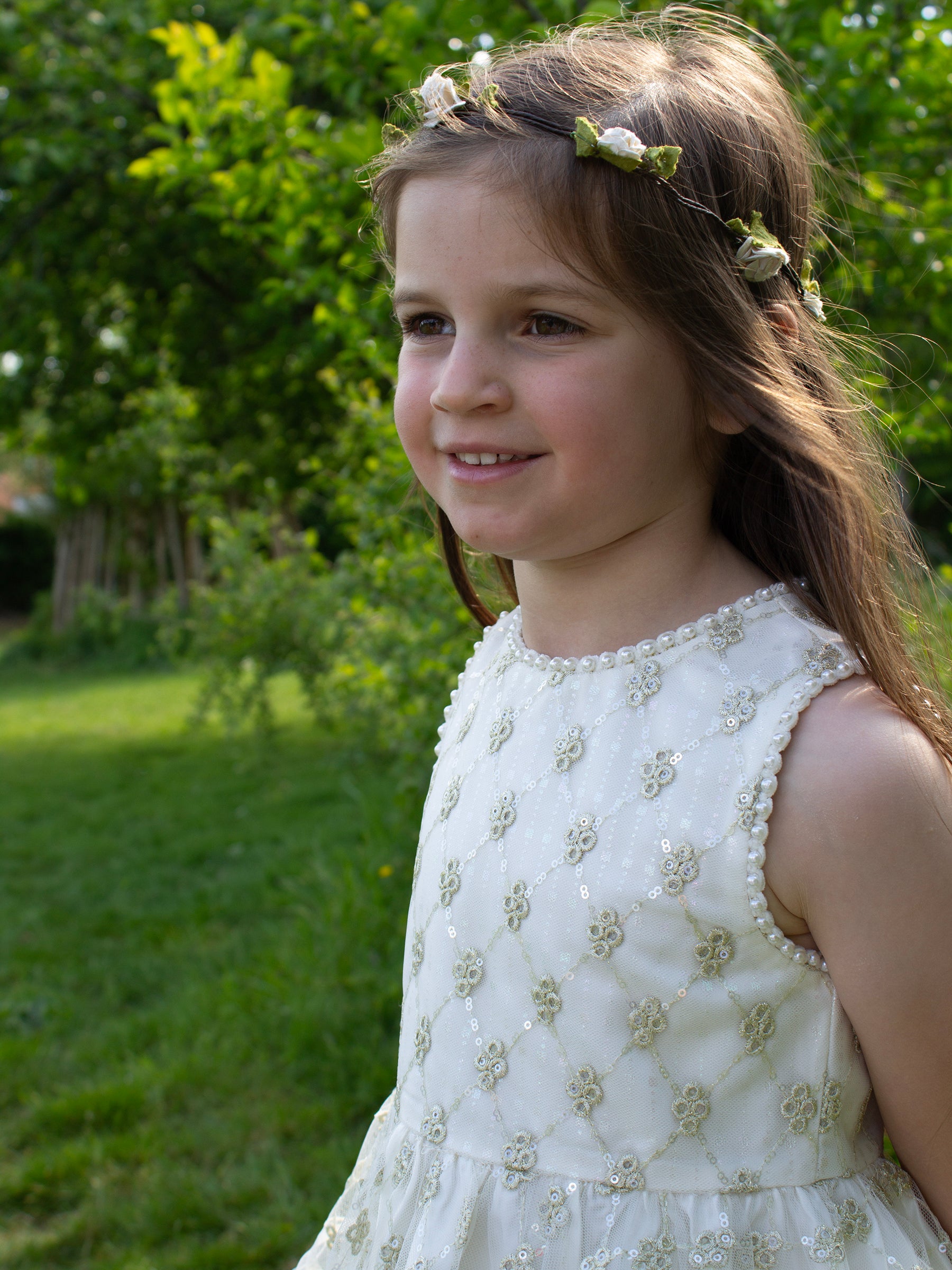 GWD Princess Pearline White and Gold Sequin Party Dress