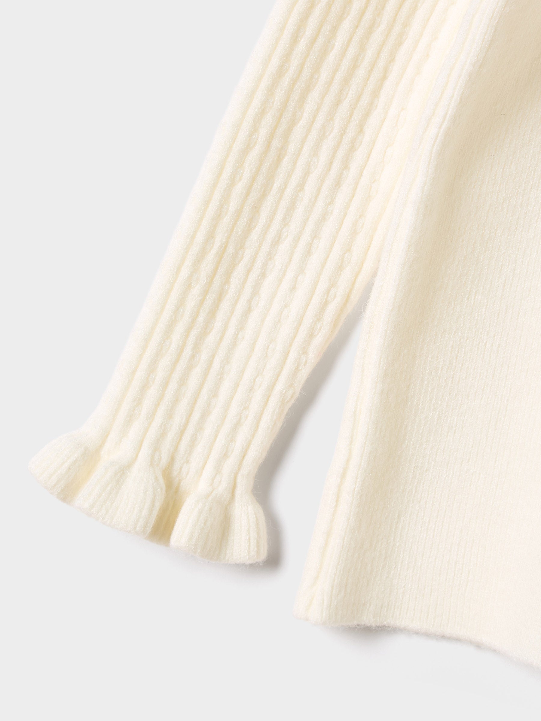 Girls Faye Knitted Top Ruffle Neck Rib Jumper Available in Black and Cream