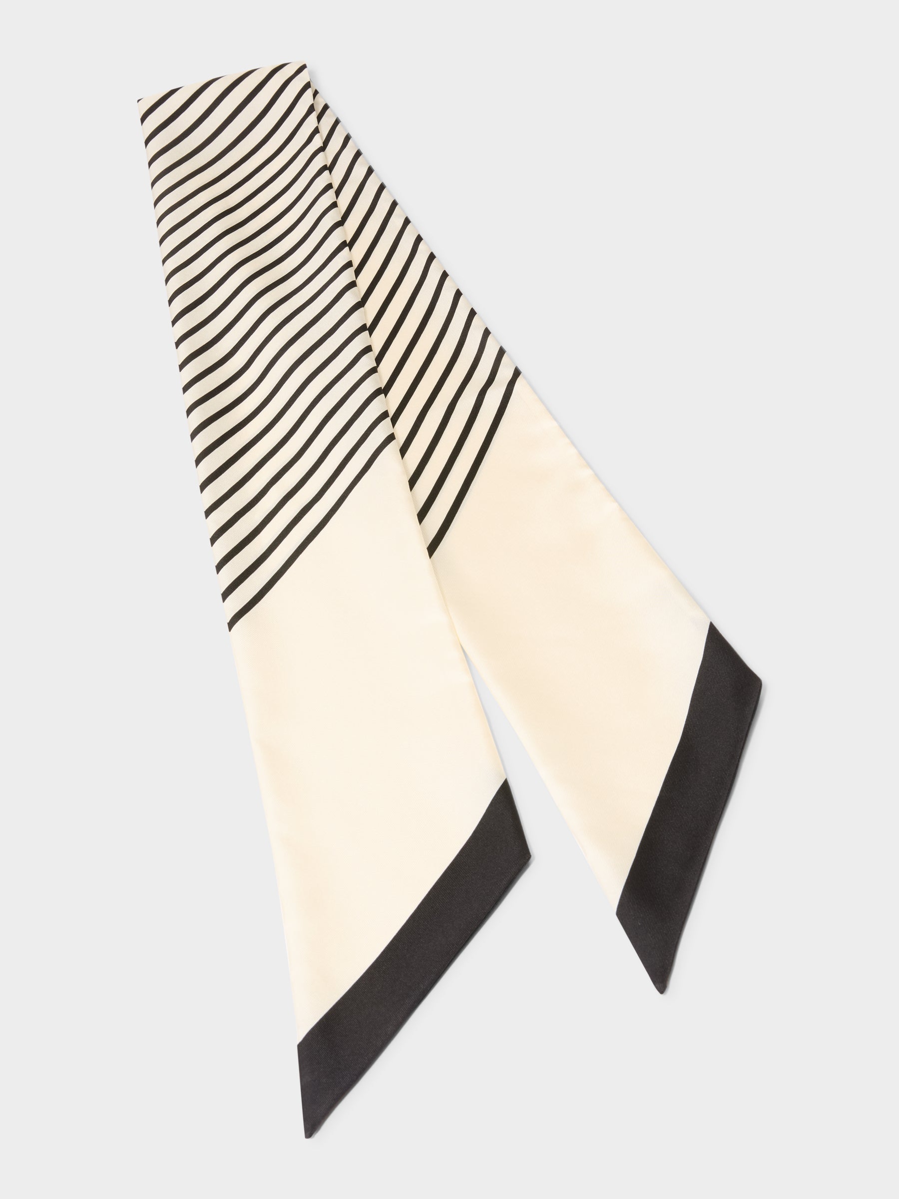 GWD Skinny Black & White Stripe Silk Scarf