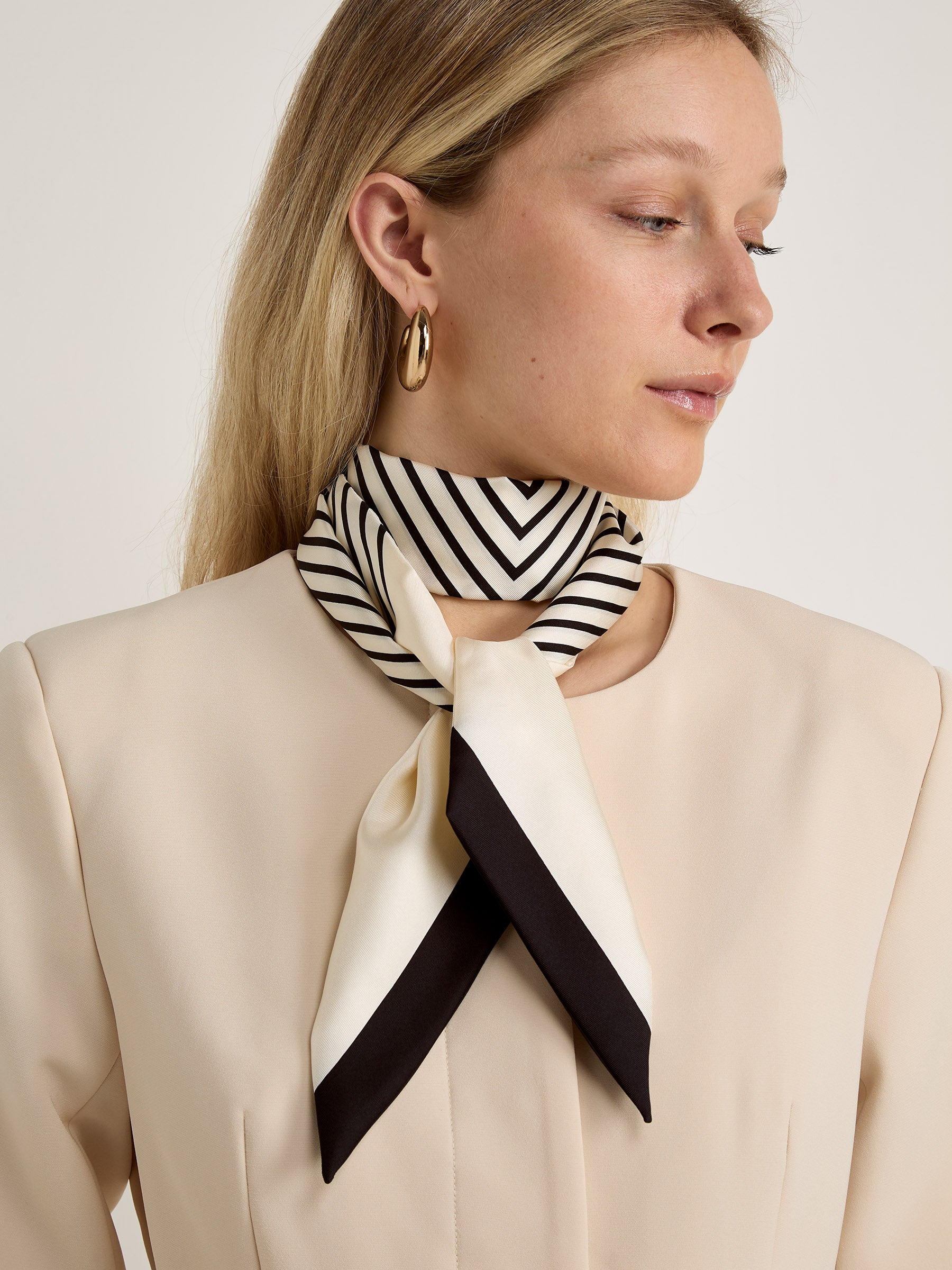 GWD Skinny Black & White Stripe Silk Scarf