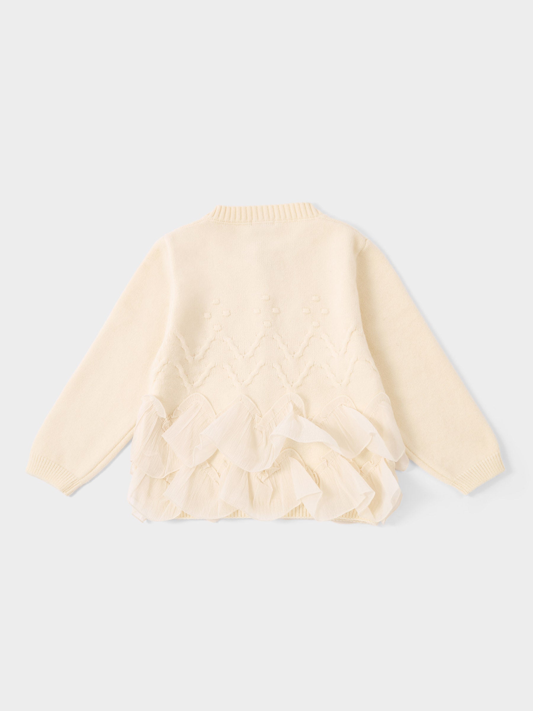 GWD Snowflake Ruffle Cream Cardigan