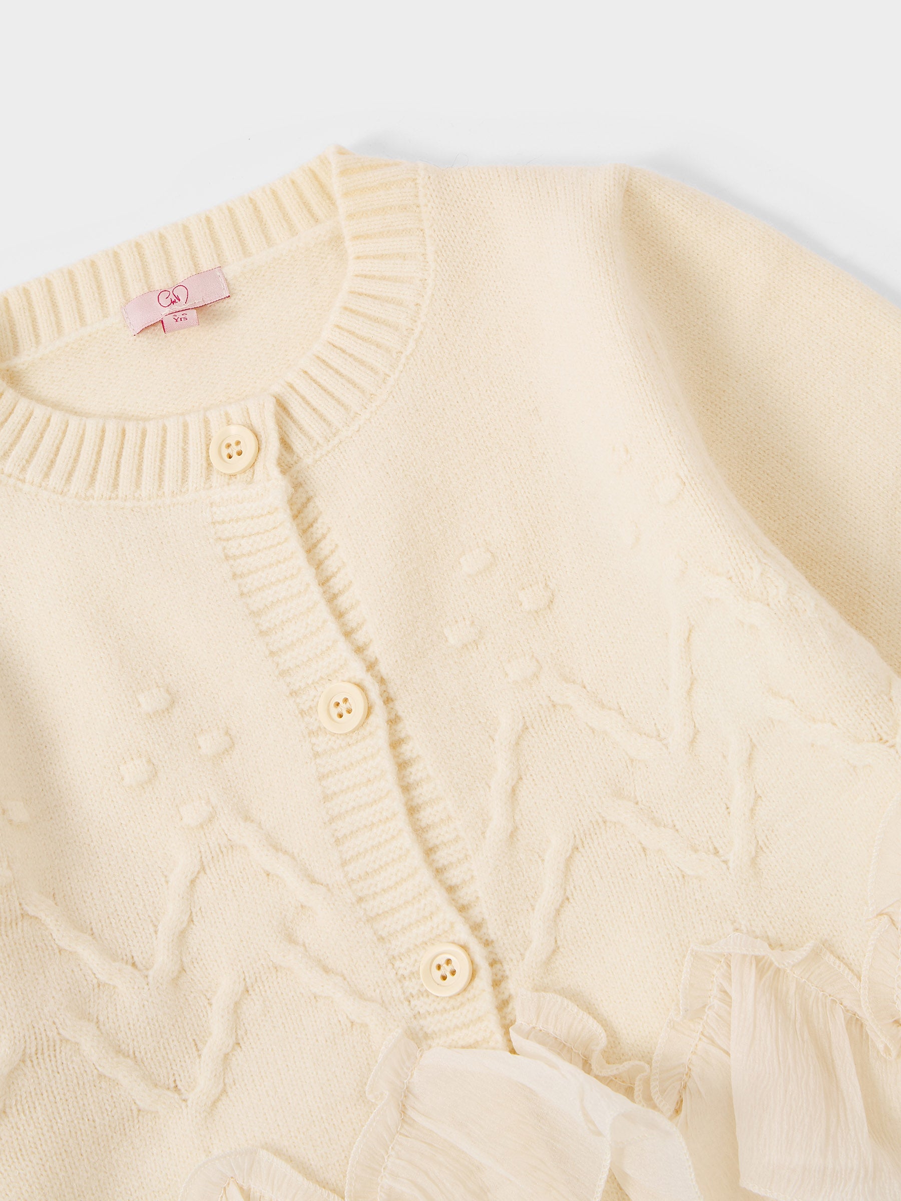 GWD Snowflake Ruffle Cream Cardigan