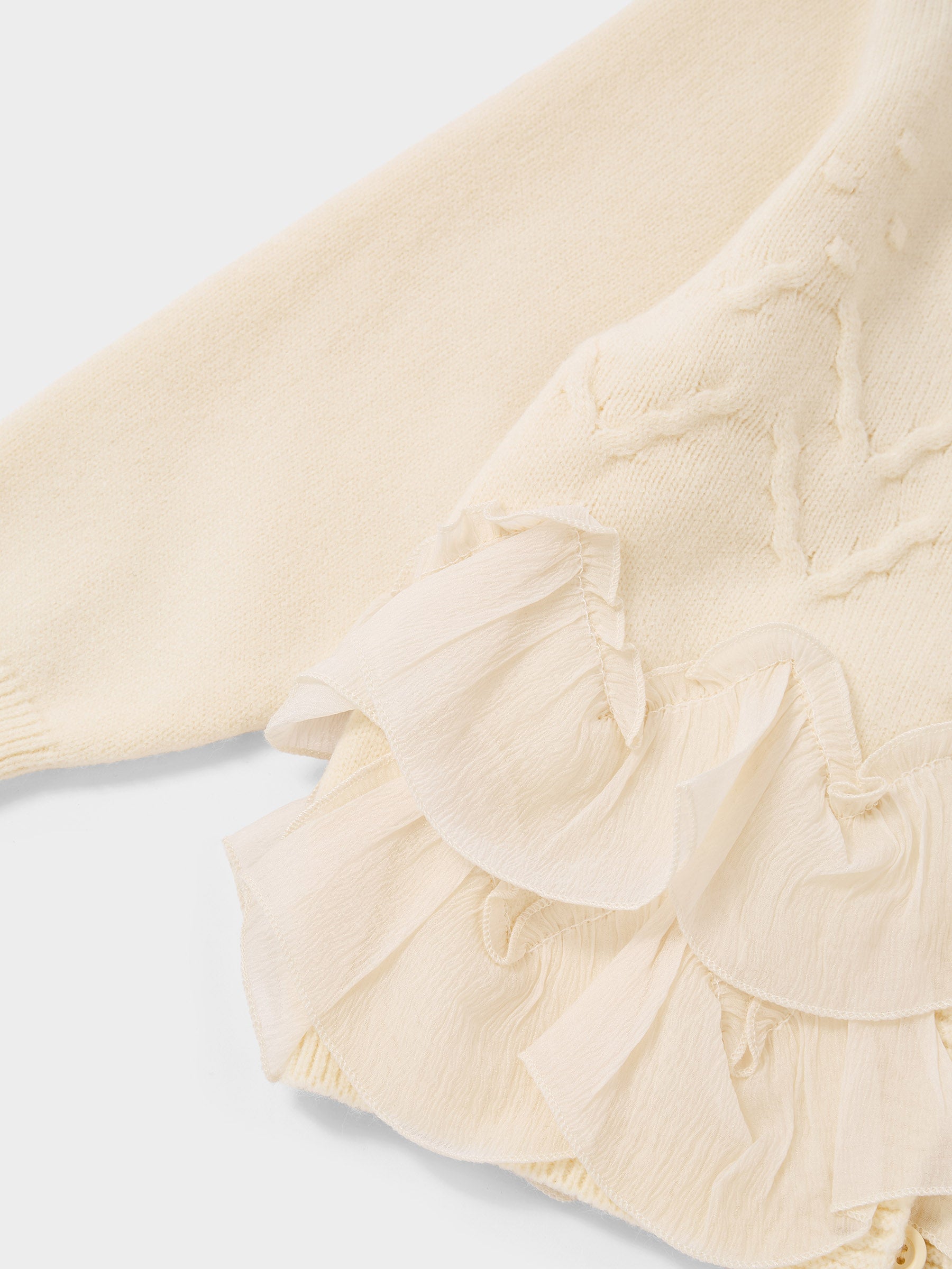 GWD Snowflake Ruffle Cream Cardigan