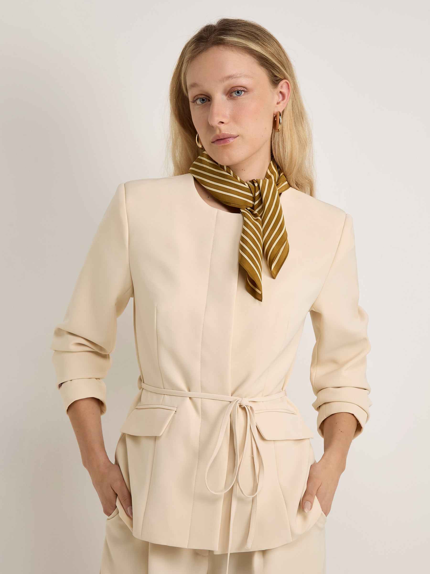 GWD Square Silk Scarves, Blue and Olive