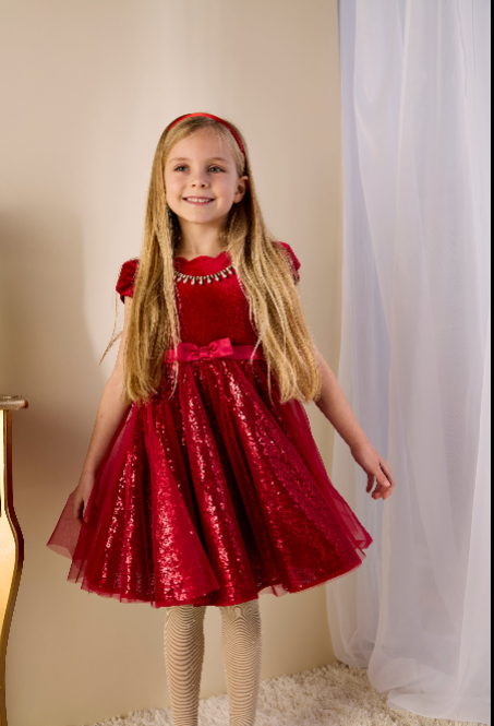 GWD Twinkle Red Velvet Bodice Dress