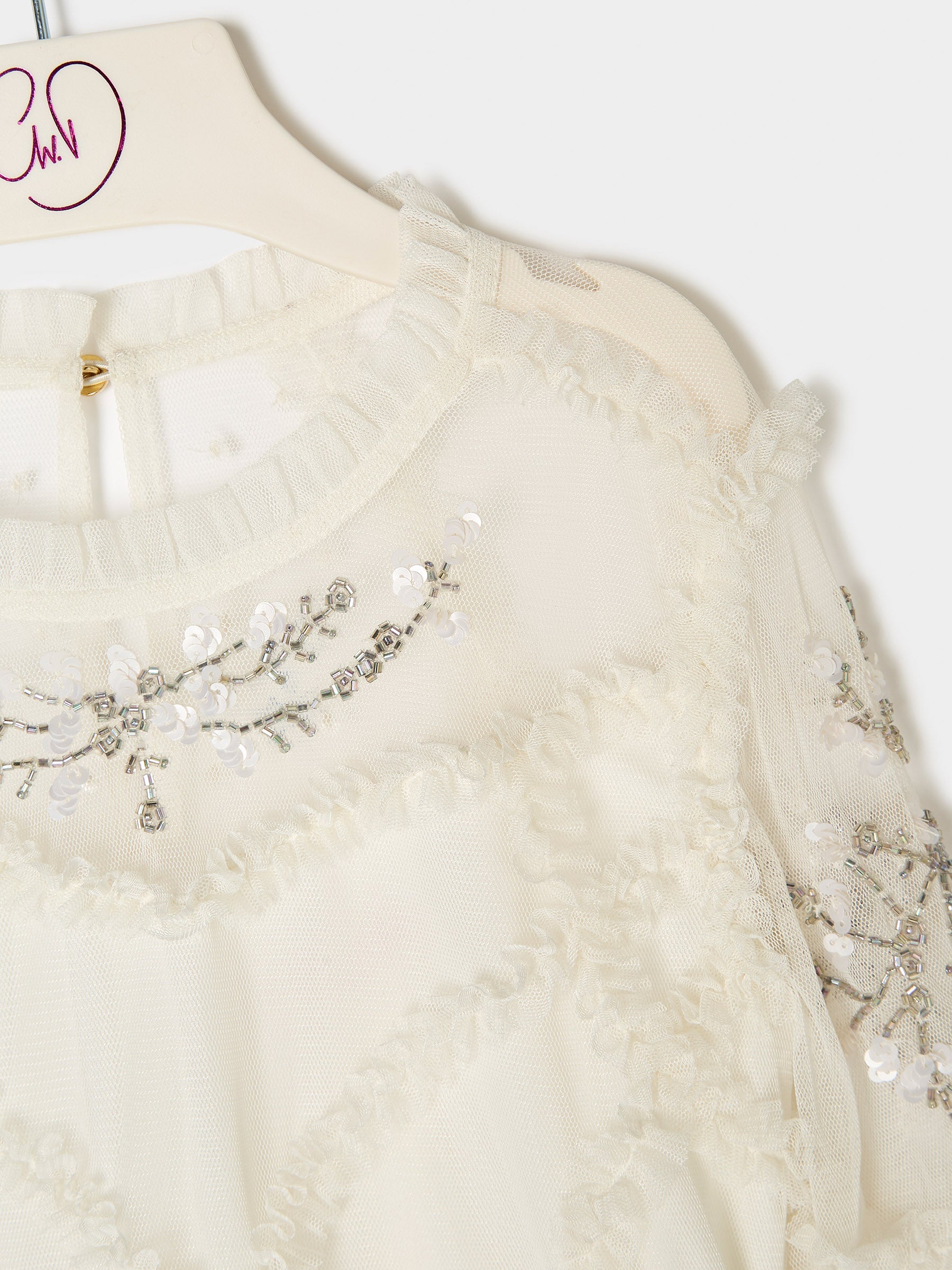GWD Twyla Long sleeve Mesh Dress Cream