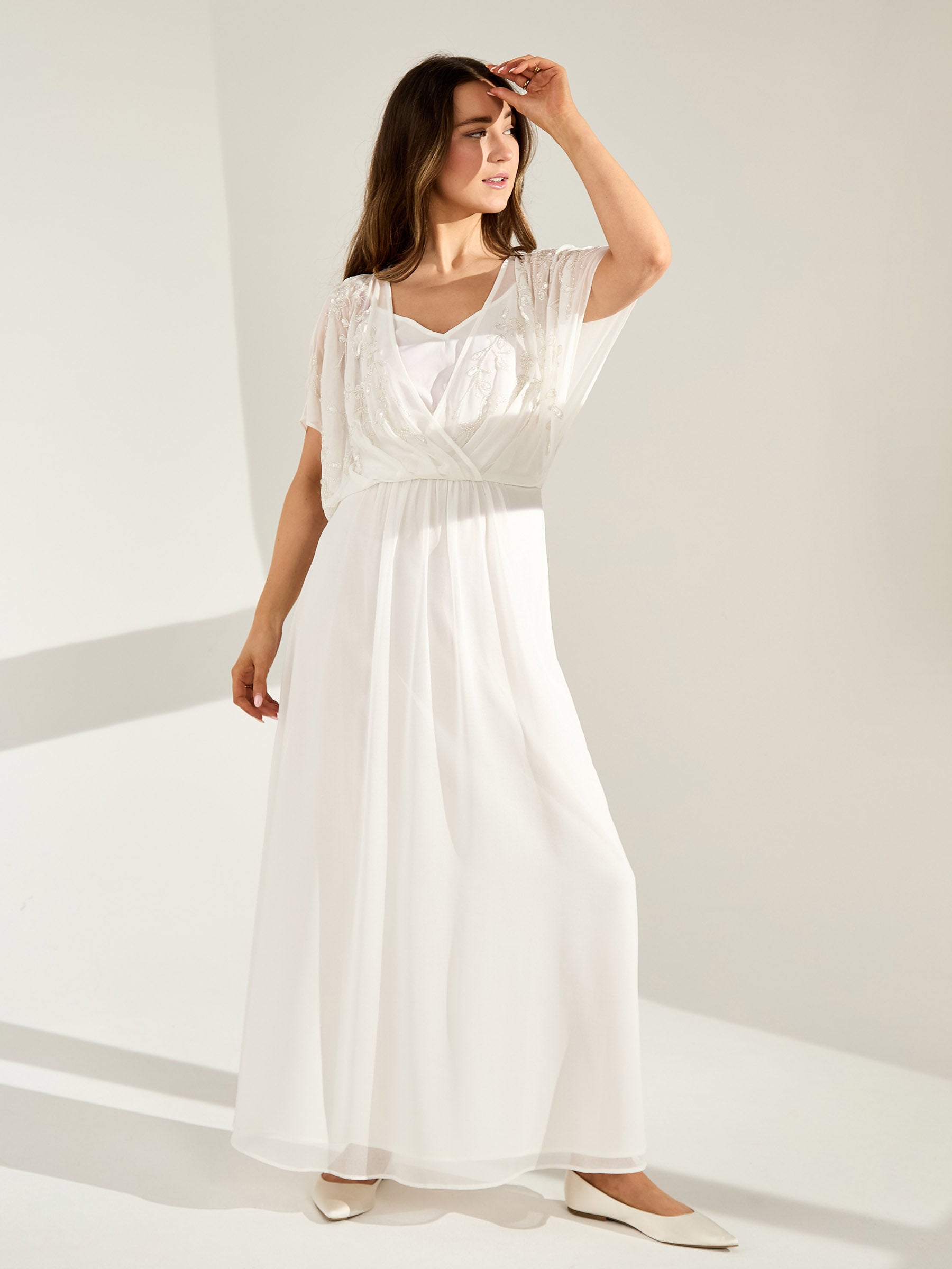 GWD Vinita Maxi Jacquard Embellished Dress White