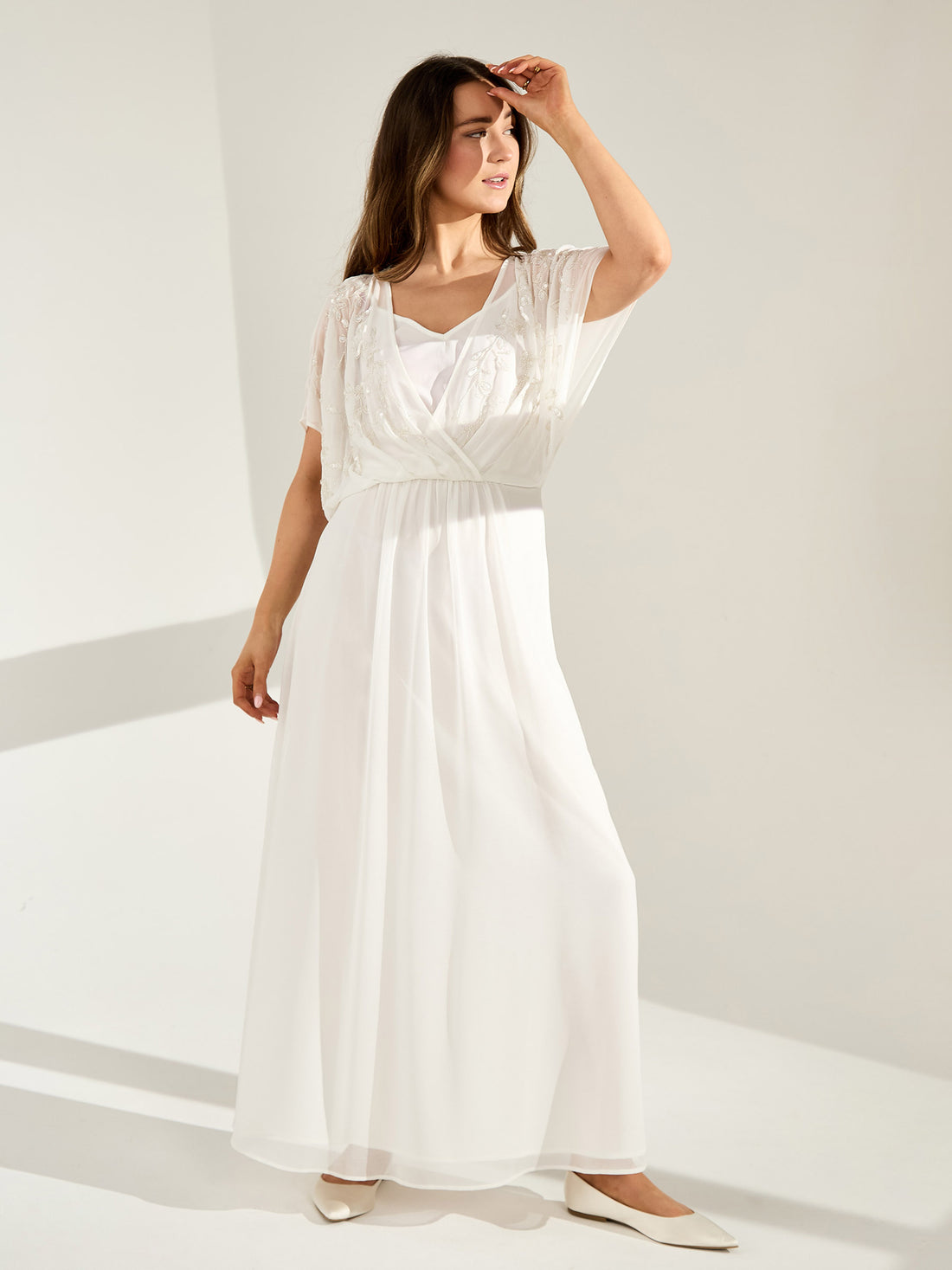 GWD Vinita Maxi Jacquard Embellished Dress White