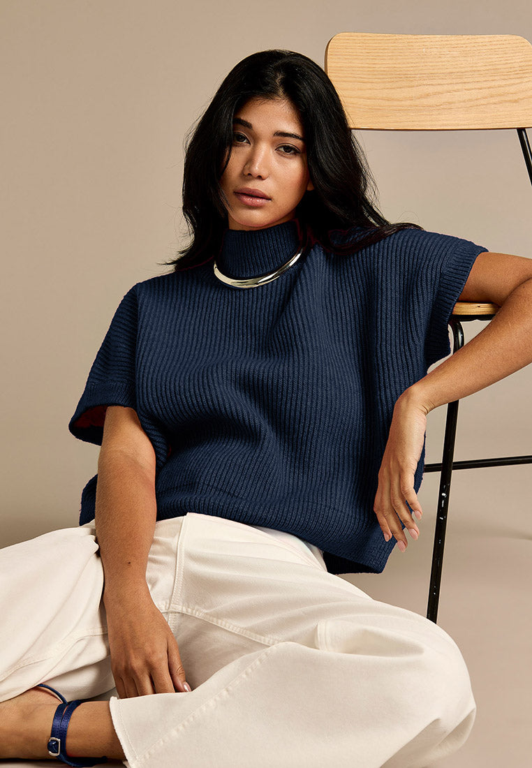 GWD Parker Navy Chunky Knit Jumper