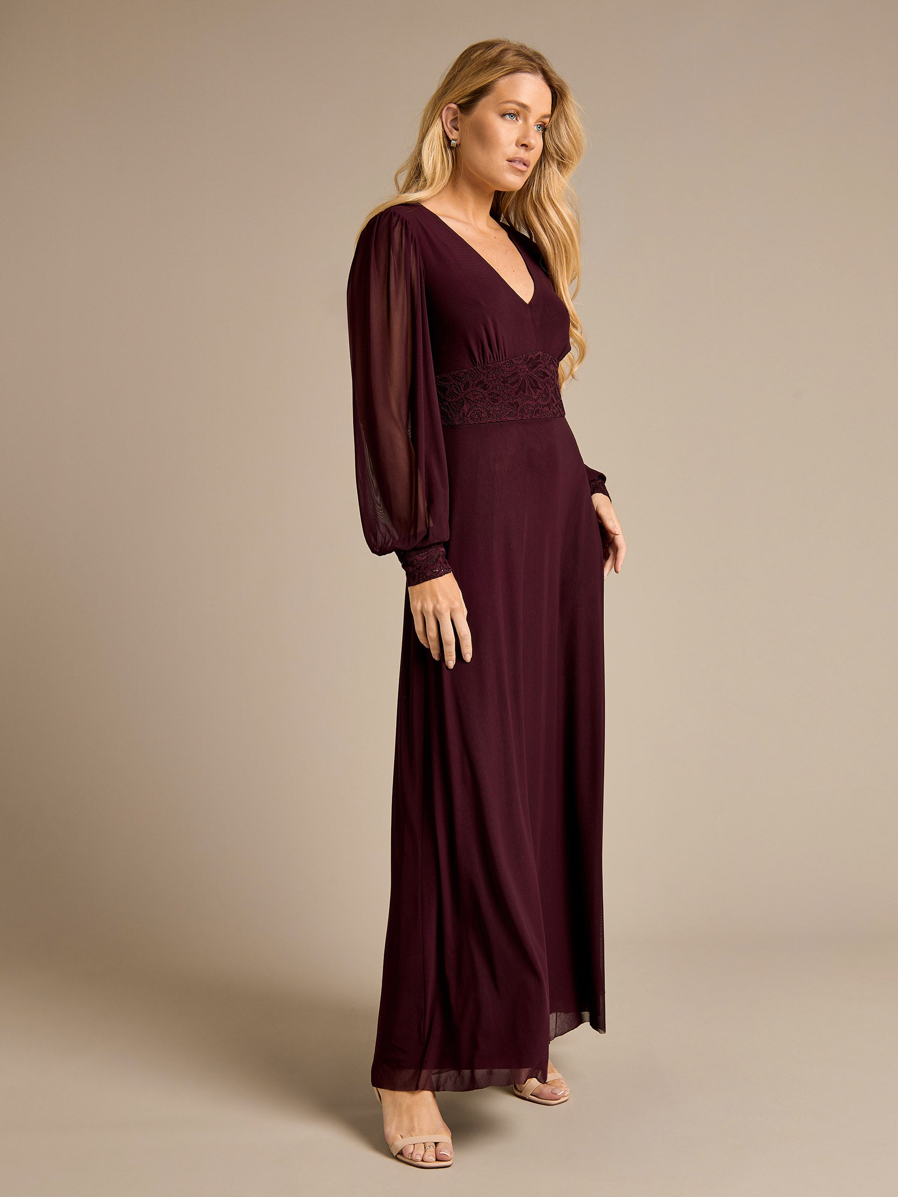 GWD Martha Stretch Mesh Purple Maxi Dress