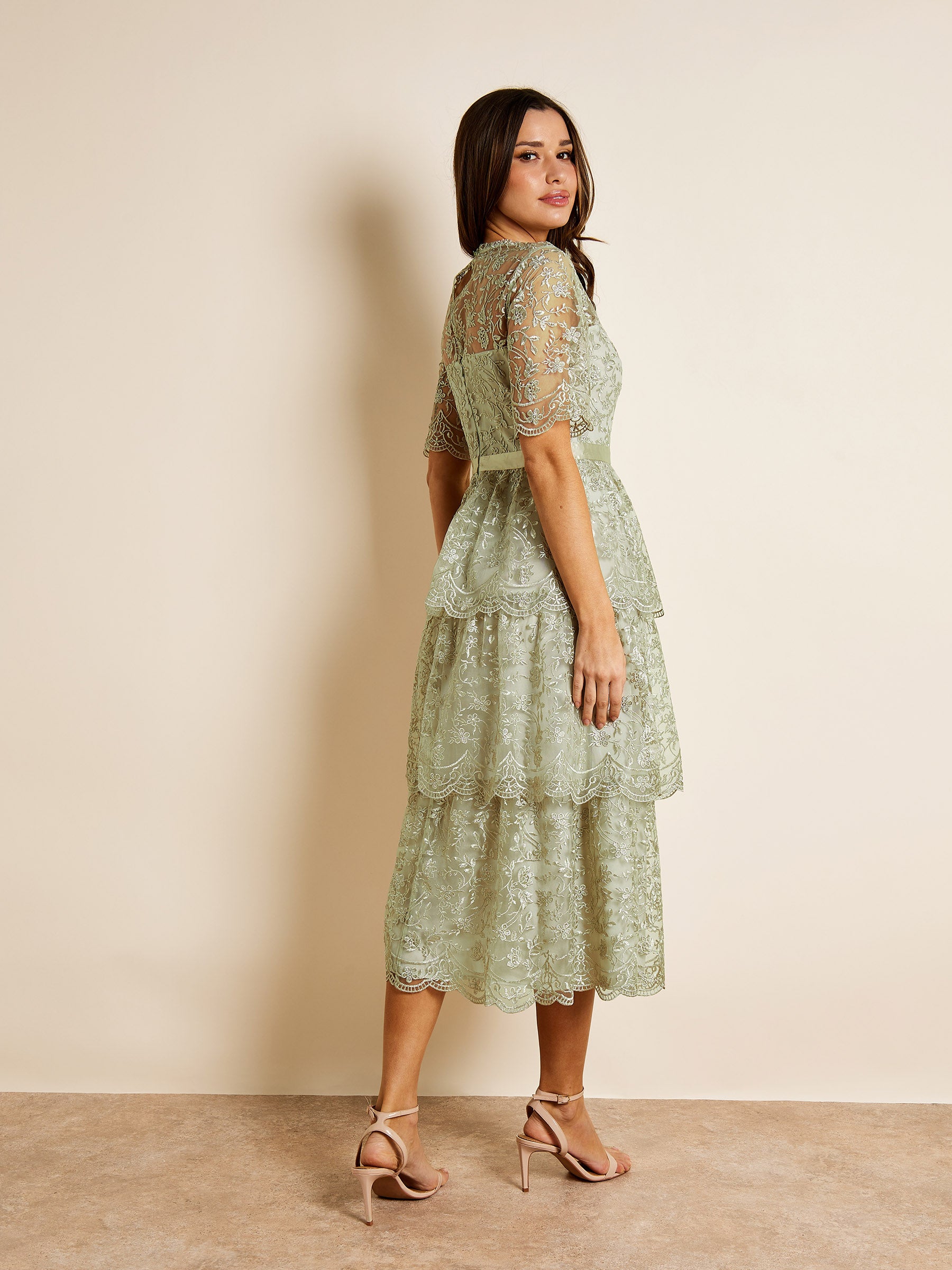 GWD Saffron Embroidered Lace Midi Dress
