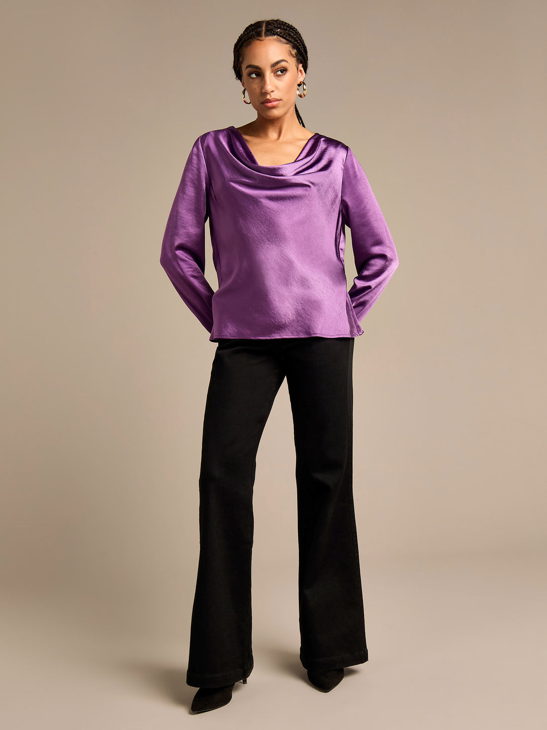 GWD Scarlet Satin Cowl Neck Top