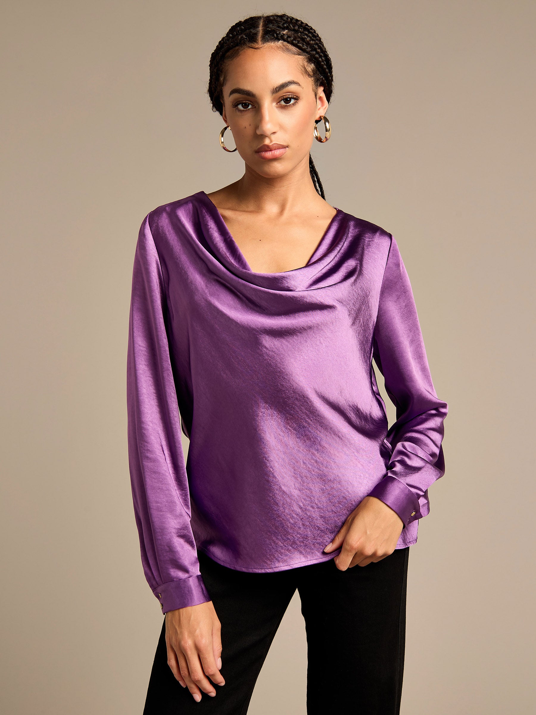 GWD Scarlet Satin Cowl Neck Top